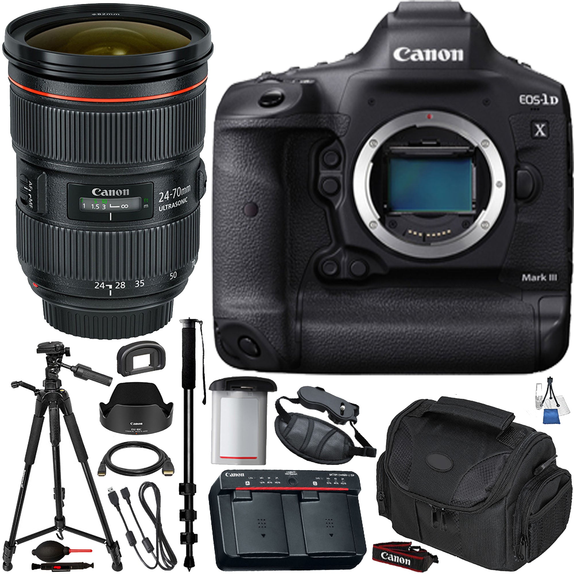 Canon EOS 1D X Mark III DSLR Camera with EF 24-70mm f/2.8 II USM Lens - Professional Photography Bundle for Sports, Wildlife & Wedding Photography