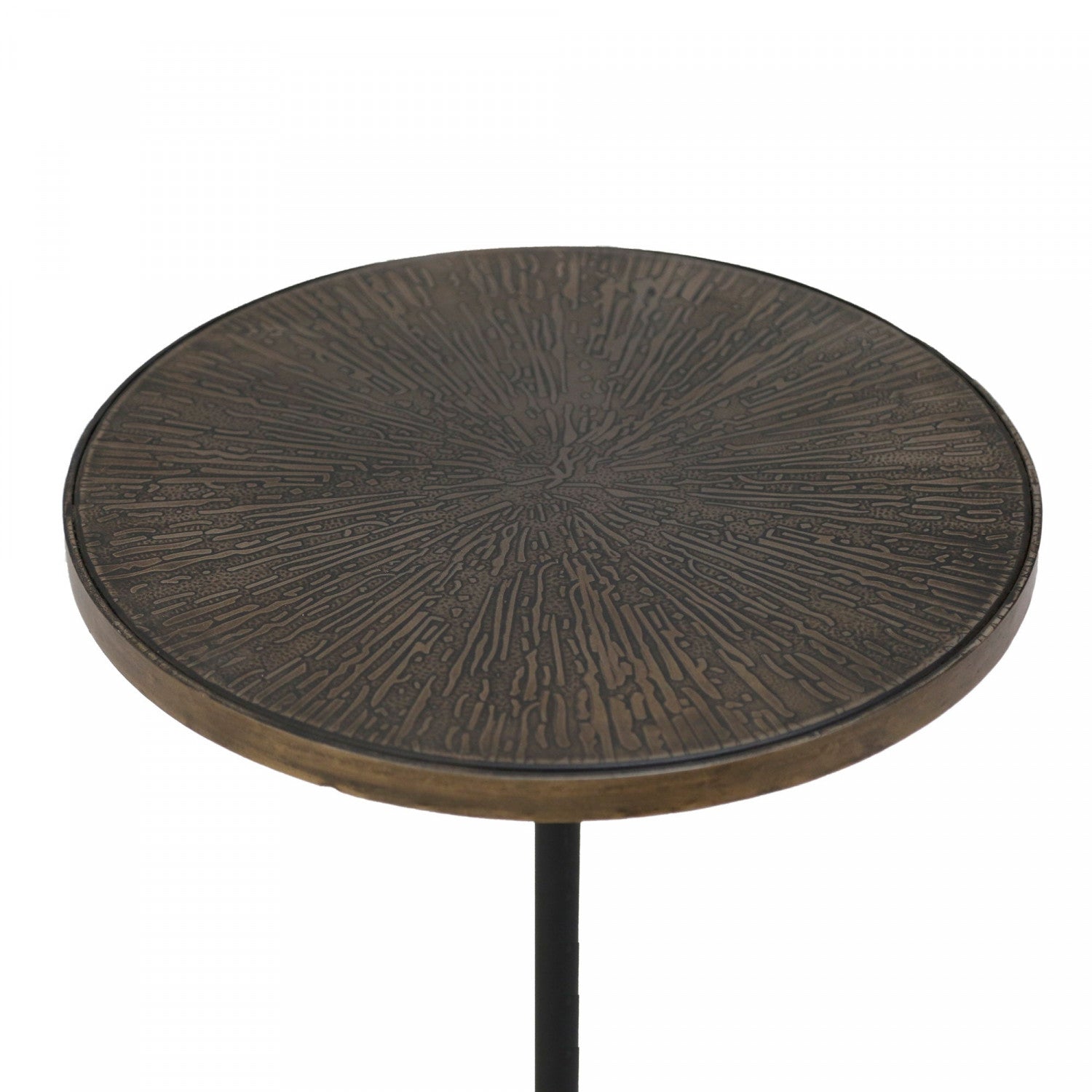 Auren Round Side Table - Bronze Finish Accent Table for Living Room, Bedroom & Office | Small End Table with Sturdy Metal Base | Perfect for Coffee, Books & Decor