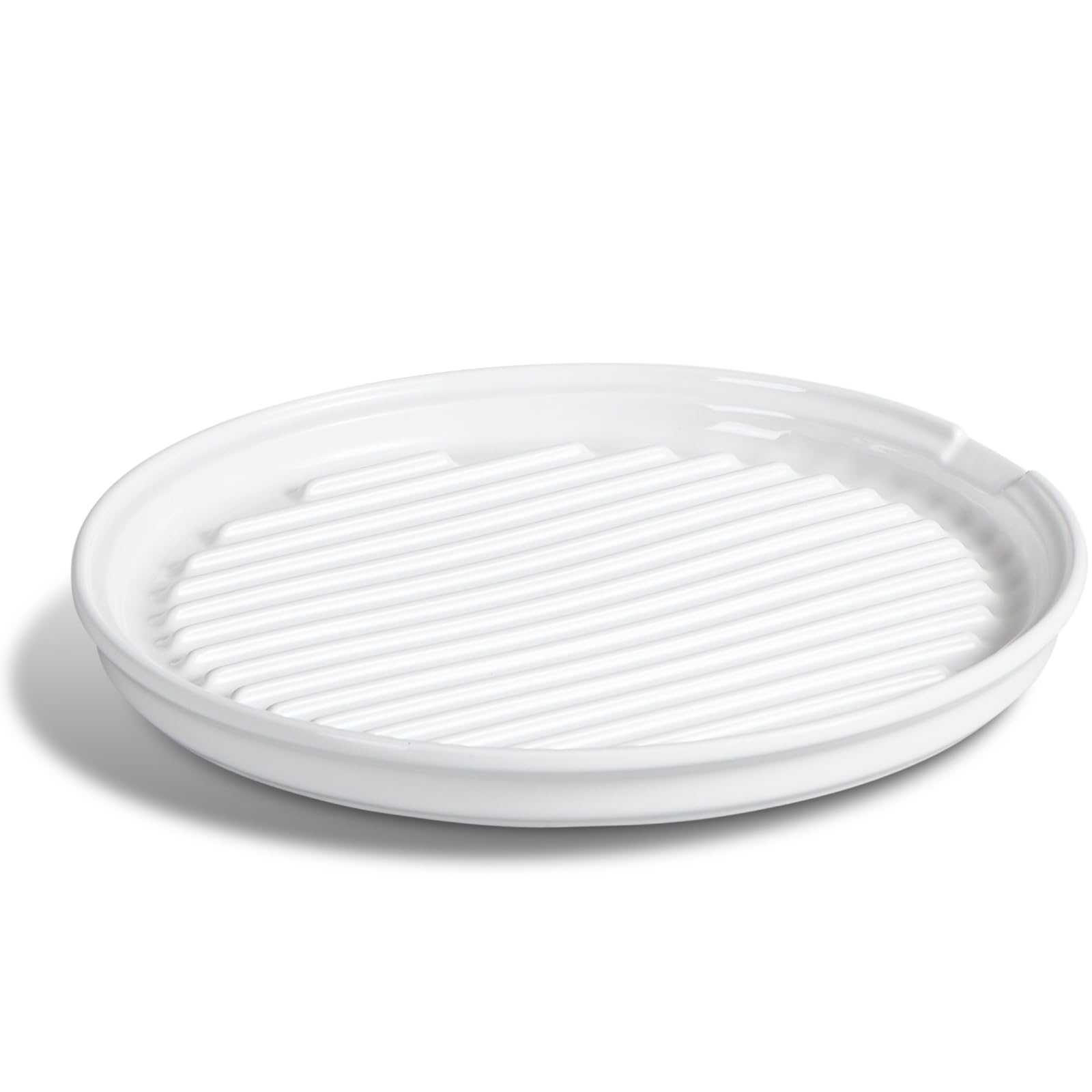 ONEMORE 10 Inch White Ceramic Bacon Rack - Oven & Microwave Safe Bacon Cooker for Crispy Bacon - Perfect for Breakfast, Sandwiches & Salads