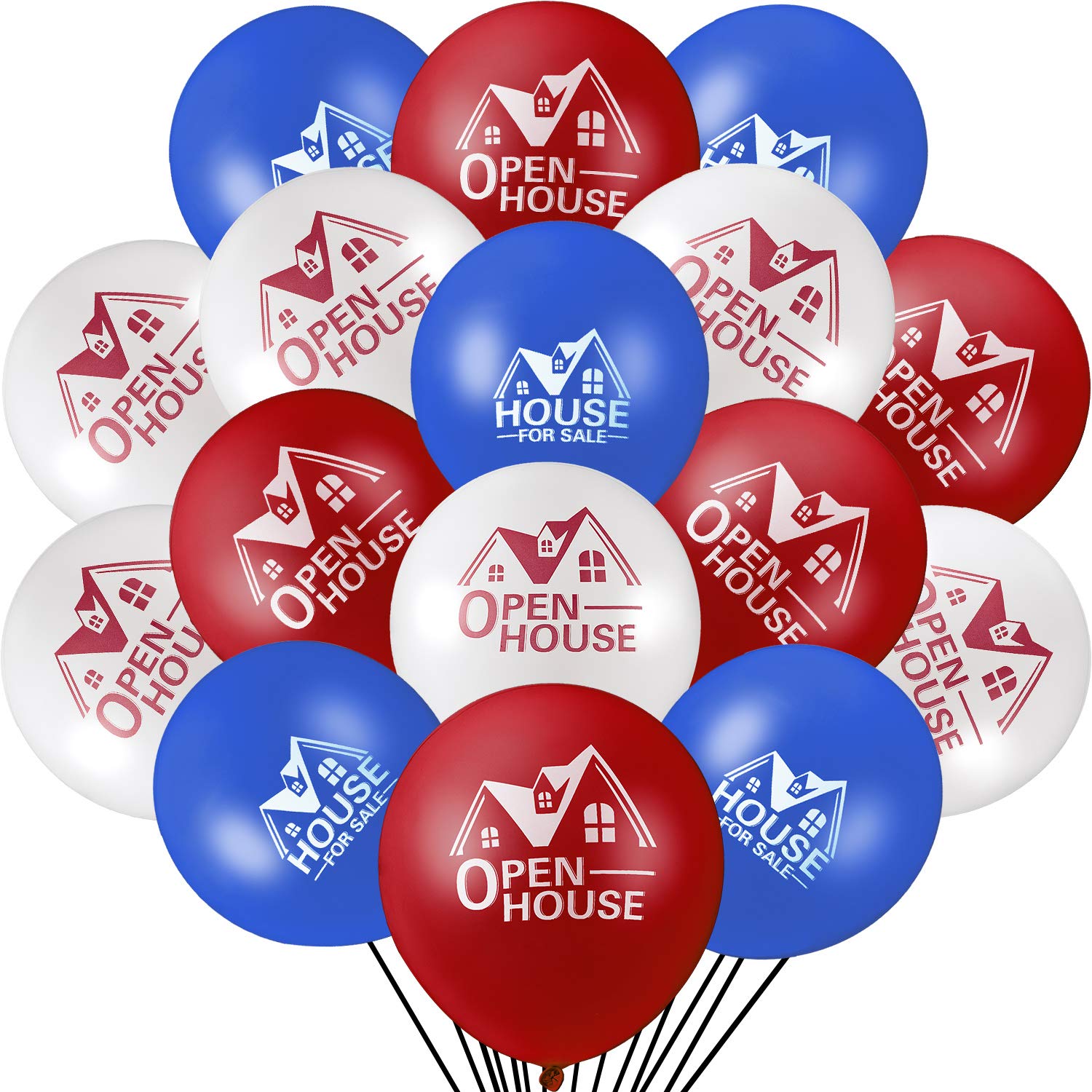 60 Pack 12 Inch Latex Real Estate Balloons - Open House Balloons for Sale Signs, House Selling Decorations - Perfect for Open House Events, Yard Signs, and Home Selling Promotions