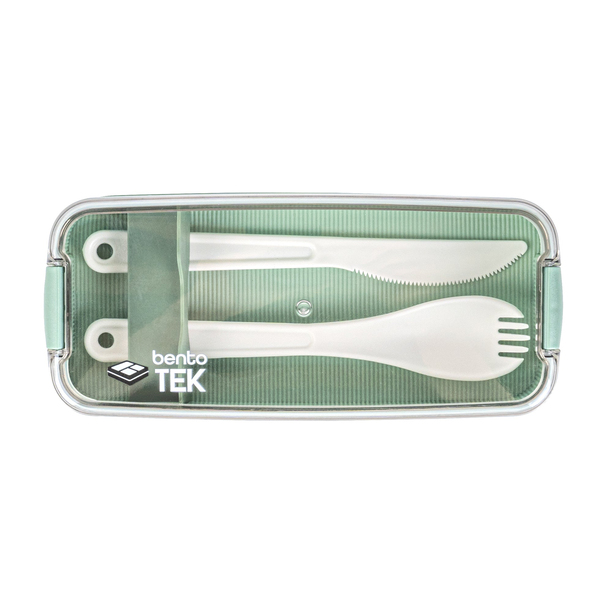 Bento Tek 30 oz Green 3-in-1 BPA Free Lunch Box with Fork & Knife - Microwave Safe Food Container (7.5