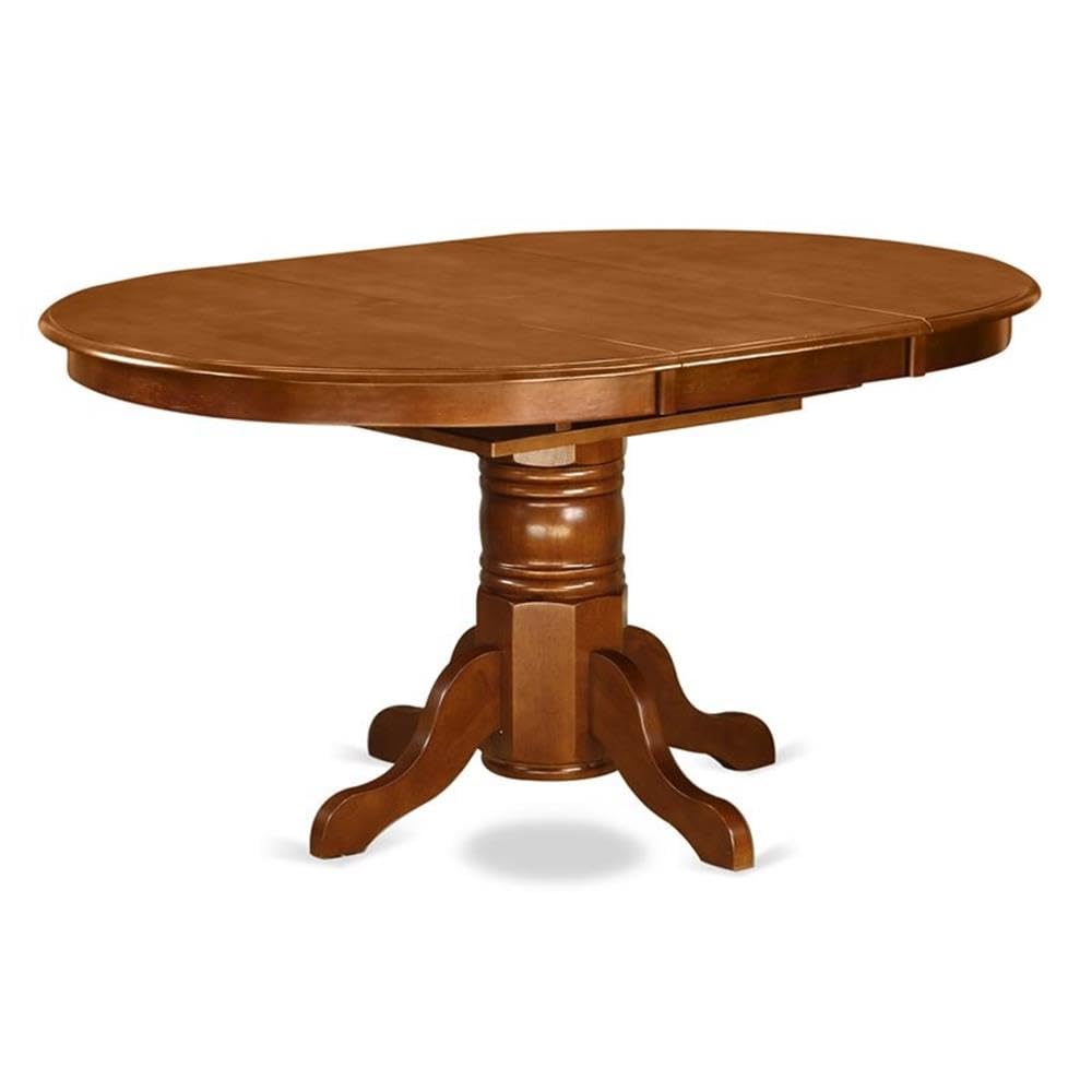 East West Furniture Avon 5-Piece Dining Room Set - 42x60 Inch Oval Kitchen Table with Butterfly Leaf Extension & 4 Faux Leather Upholstered Chairs in Saddle Brown | Perfect for Small Spaces, Breakfast Nooks & Cozy Family Meals