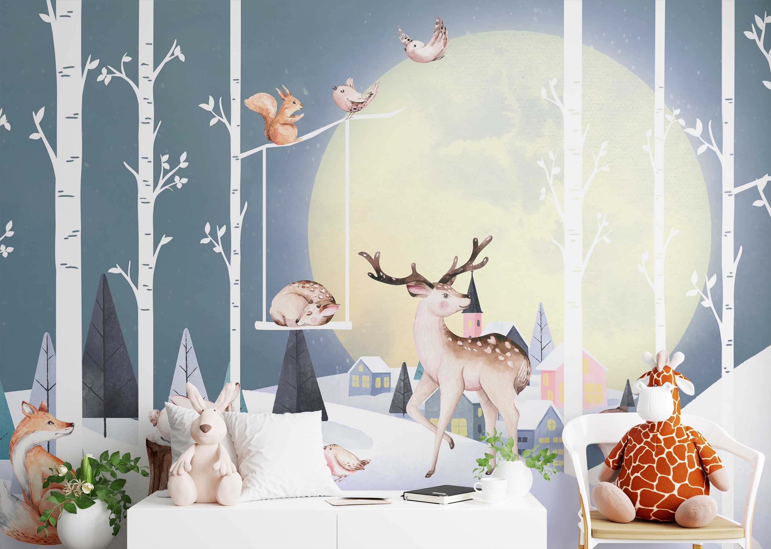 Woodland Animals Wallpaper Mural - Nature-Inspired Forest Theme Wall Decals for Nursery, Kids Room & Living Room Decor | Perfect for Home, Office & Playroom Wall Transformation