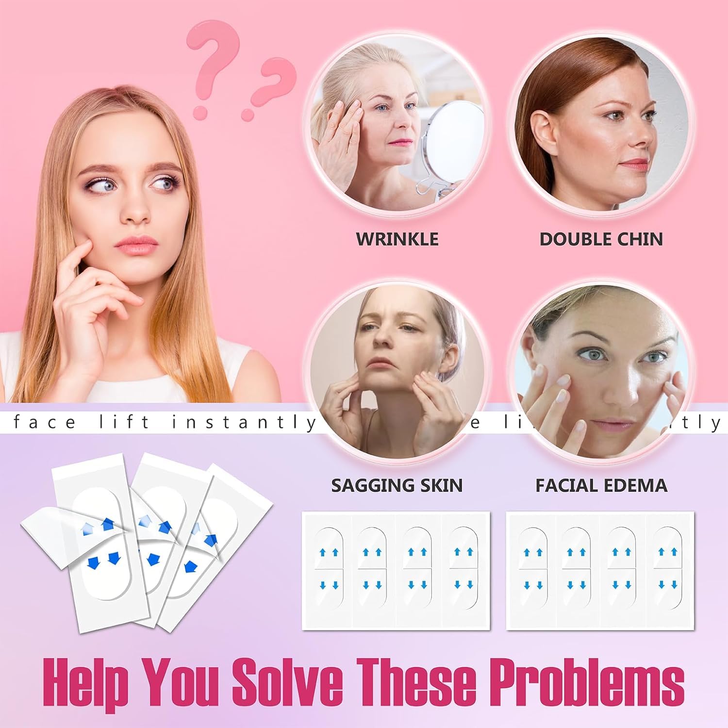 ZHAOMEI Invisible Face Lifter Tape - Instant Facelift for Sagging Skin (120pcs) - Perfect for Parties & Events