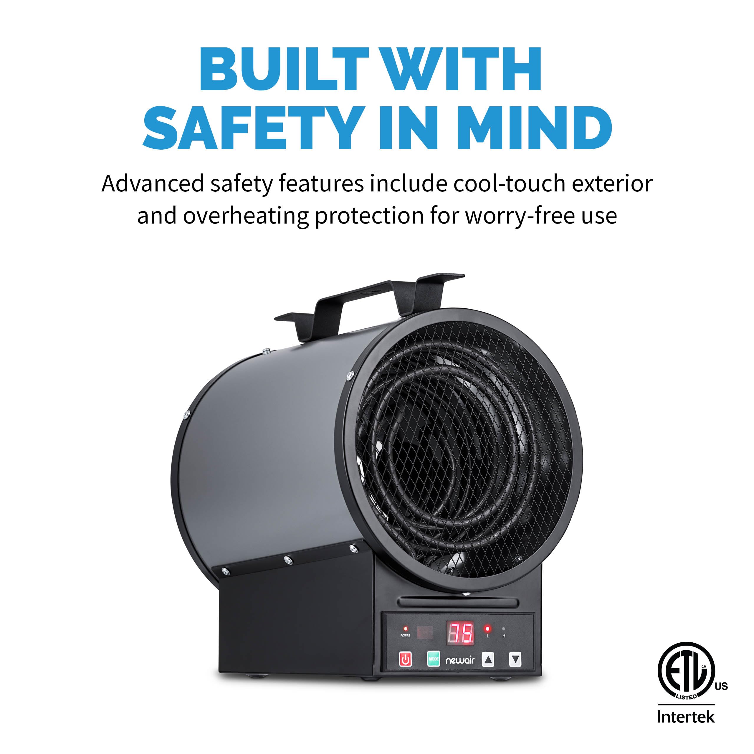 NewAir 240V 2-in-1 Freestanding or Wall/Ceiling Mount Electric Garage Heater - 500 Sq.Ft Coverage with Remote Control - Ideal for Garages, Workshops, Basements & Outdoor Spaces
