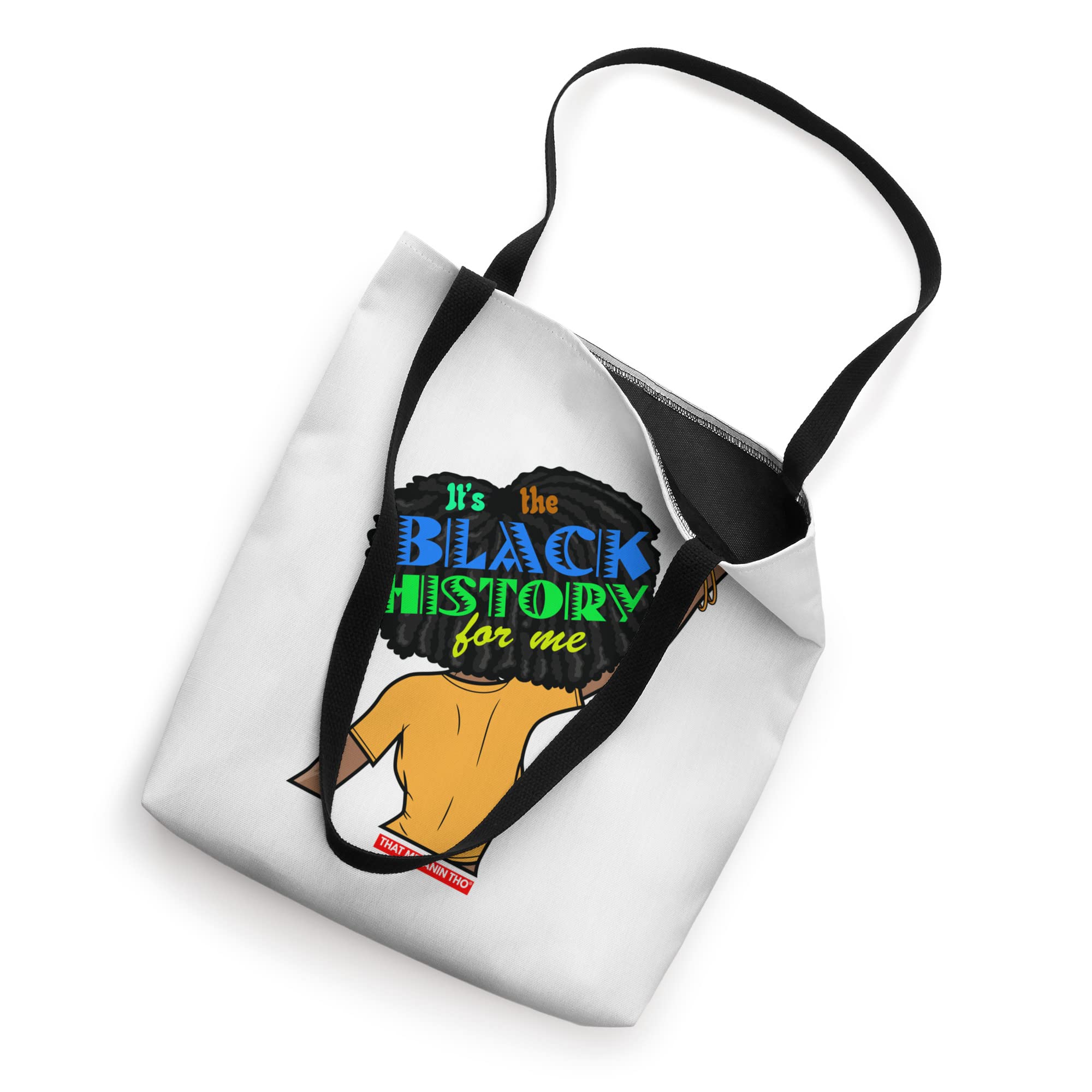 Black History Month Tote Bag - Black Woman With Fist & Afro Design - Reusable Grocery Shopping Bag for Women, School, Work & Everyday Use