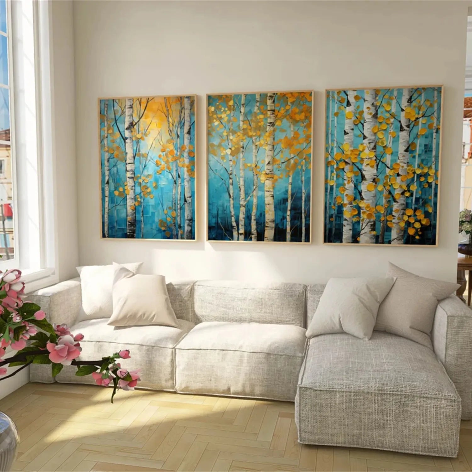 3-Piece Floral and Tree Canvas Art Set #FT094 - Perfect for Living Room, Bedroom, and Office Wall Decor