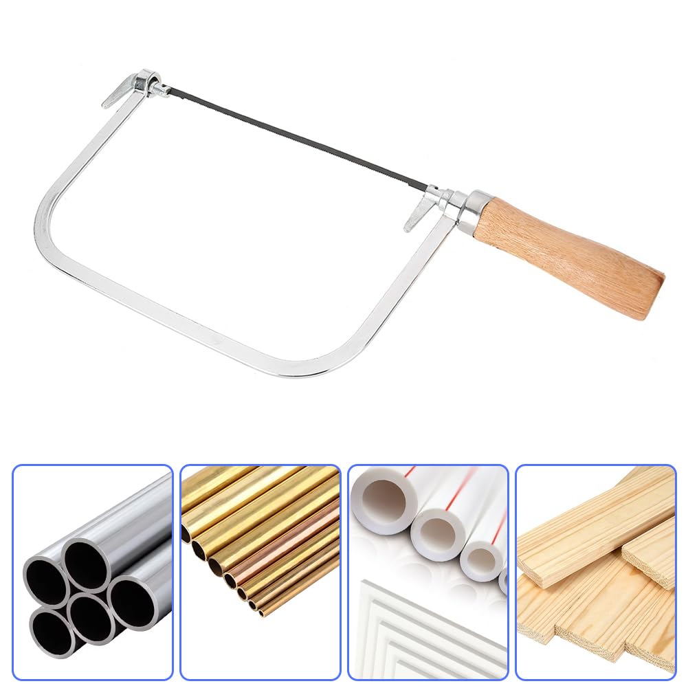 Premium Coping Saw with 5 Replacement Blades - U-Shaped Steel Frame Woodworking Hand Saw for Jewelry Making, Wood Cutting, Plastic & Rubber Crafting - Ideal for Jewelers, Garden Tools & DIY Projects