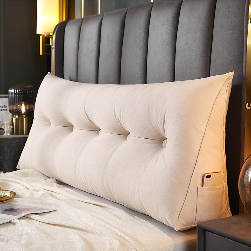 Large Triangular Reading Wedge Pillow - 79inch/200cm Bed Rest Headboard Cushion for Twin, Full, Queen & King Size Beds - Perfect for Reading, Watching TV, or Relaxing in Bed - White