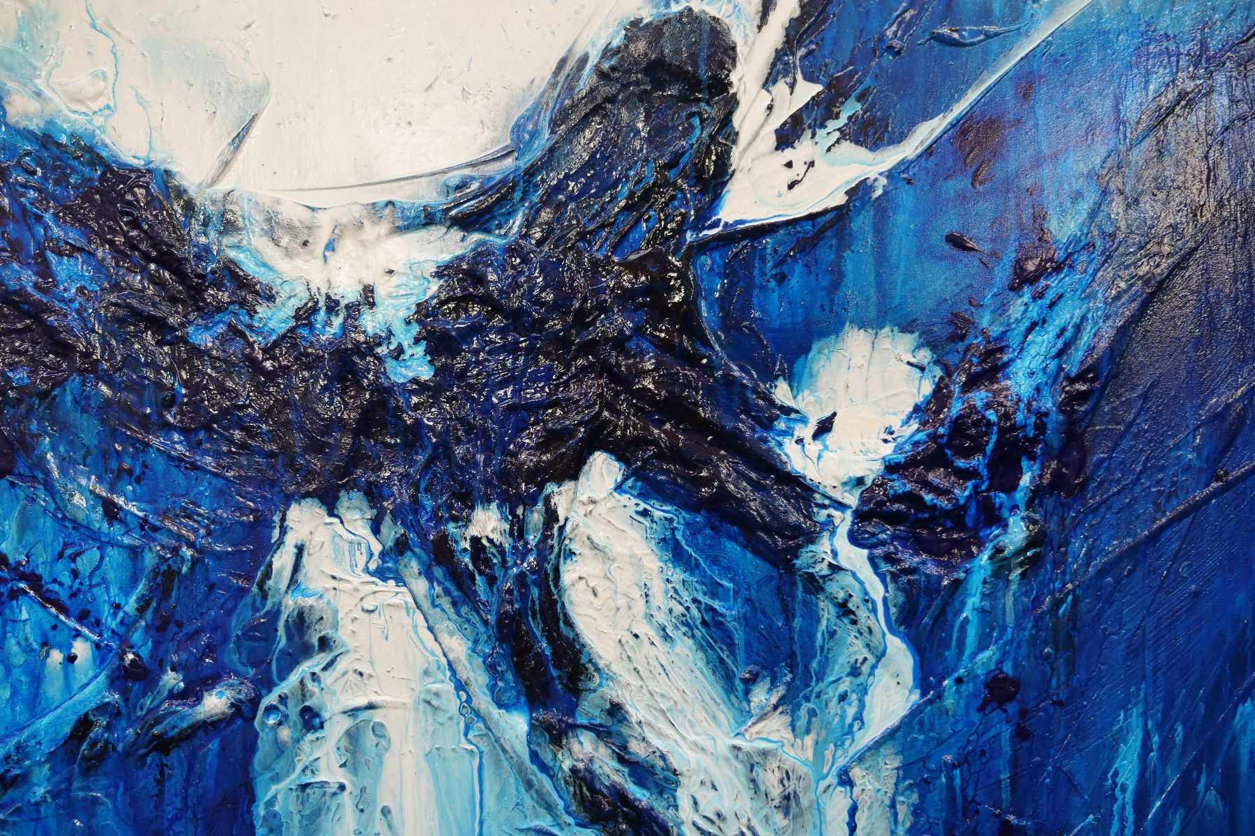 Blueberry Falls 120cm x 150cm Blue White Textured Abstract Canvas Wall Art - Perfect for Living Room, Bedroom & Office Decor