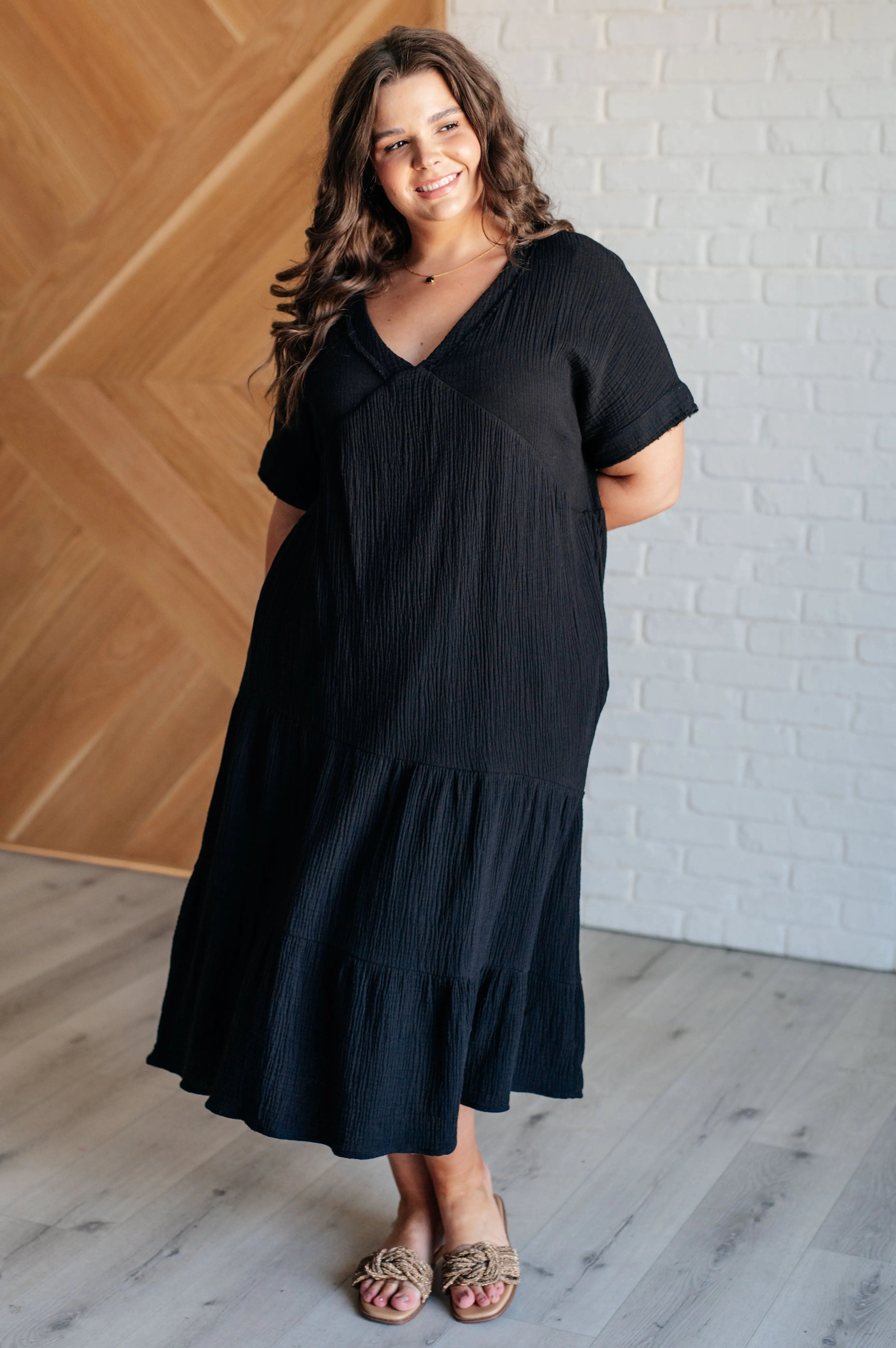 Always Learning Dolman Sleeve Dress in Black - Flowy Casual & Office Wear for Women