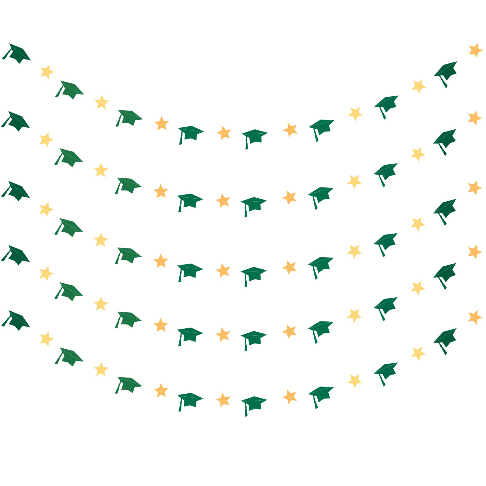 5Pcs Green and Yellow Graduation Cap Star Garland - Class of 2025 Graduation Banner Decorations for College & High School Grad Party | Perfect for Graduation Ceremony, Photo Backdrops & Celebration Decor