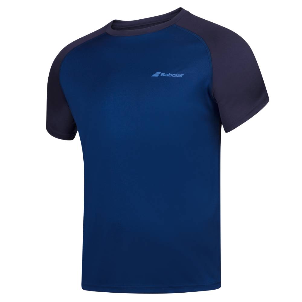 Babolat Men's Tennis Crew Neck T-Shirt - Moisture-Wicking, Breathable Fabric for Active Play (Navy Blue) | Perfect for Tennis, Gym & Casual Wear