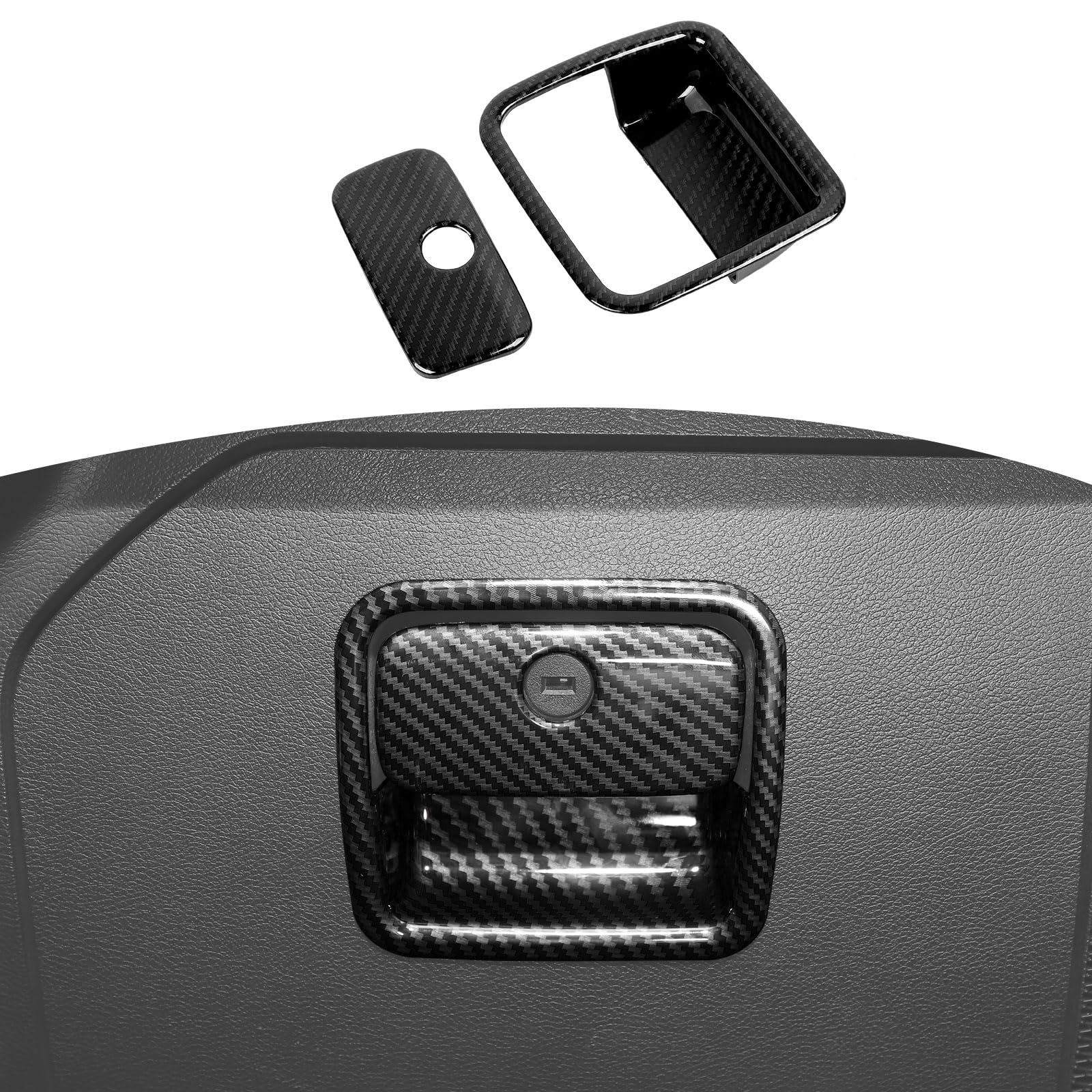 Jeep Wrangler JL JLU (2018+) & Gladiator JT (2020+) Glove Box Latch Handle Cover - RT-TCZ Black Carbon Fiber Interior Accessories for Enhanced Protection & Style - Perfect for Off-Roading & Daily Driving