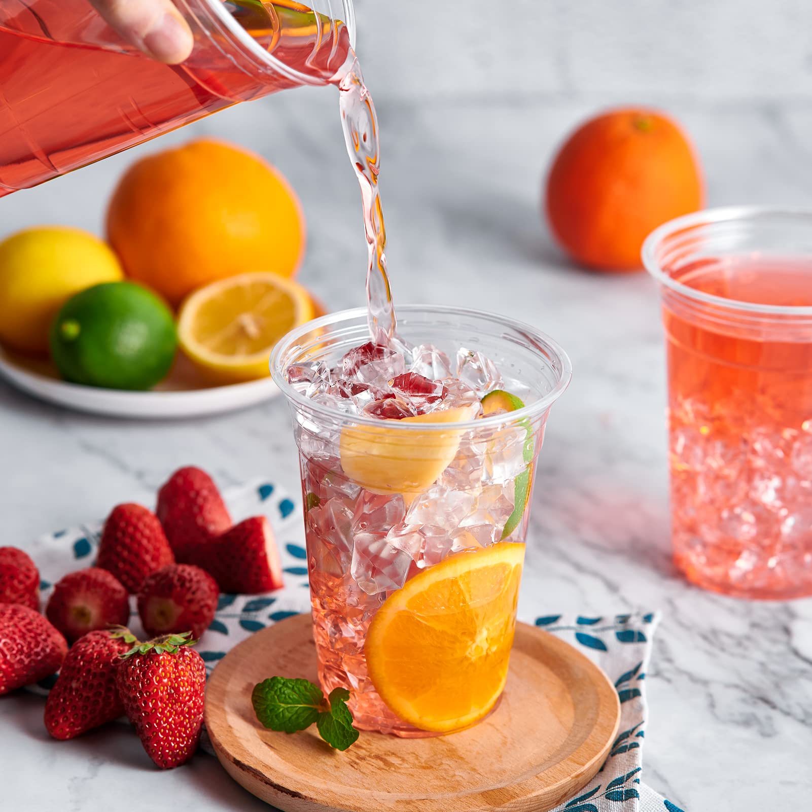 Lilymicky 1000 Pack 16 oz Clear Plastic Cups - PET Disposable Drinking Cups for Ice Coffee, Smoothie, Soda & Cold Beverages - Crystal Clear Party Cups for Picnics, BBQs, Restaurants & Events