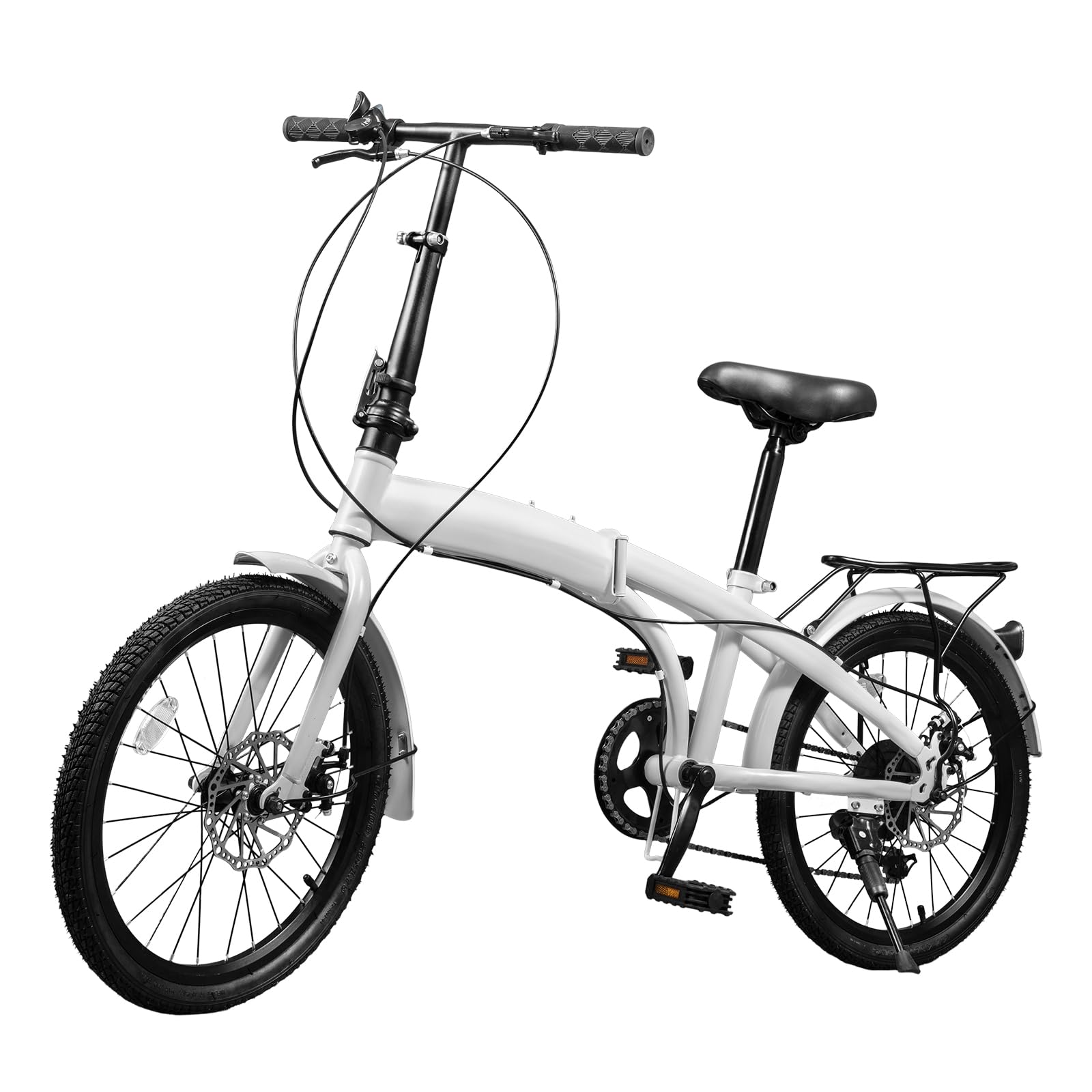 **Foldable Bicycle 20-inch Wheels - 7 Speed Gears, Disc Brake & Fenders - Lightweight Folding Bike for Commuting, Travel & City Riding**