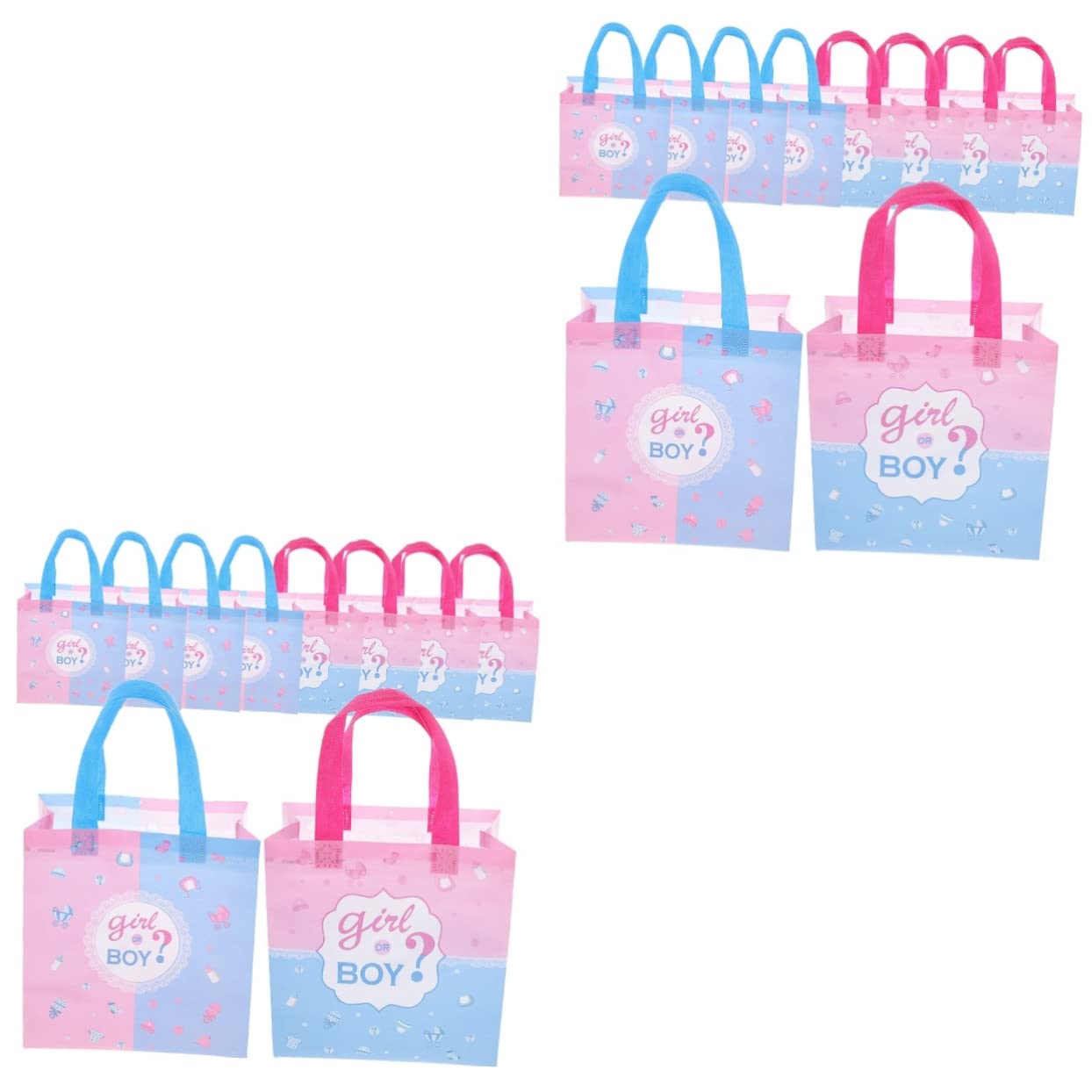 Kisangel 20-Pack Gender Reveal Party Favor Bags - Printed Alphabet Design Candy Goodie Bags for Baby Showers, Birthday Parties & Celebrations - Non-Woven Fabric Gift Bags for Boys & Girls