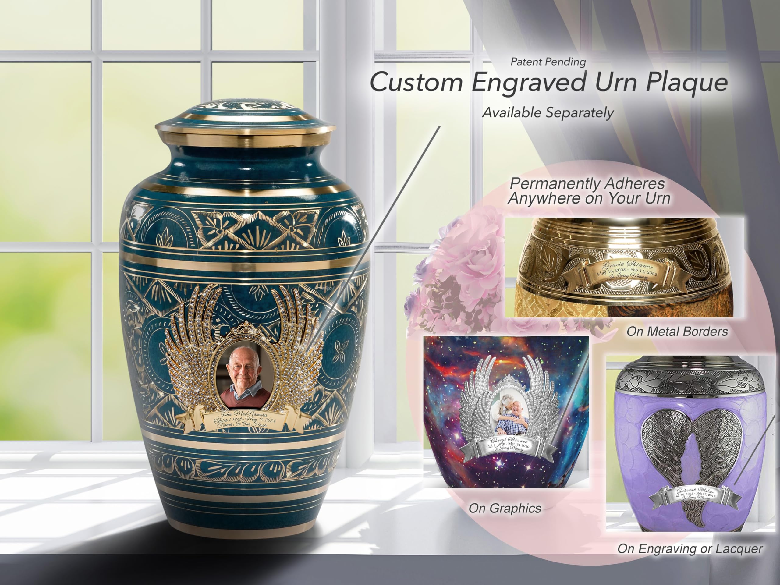 Elegant Teal Majestic Radiance Cremation Urn for Adult Men - Large Memorial Urn for Human Ashes - Perfect for Funeral Services & Home Memorial Displays