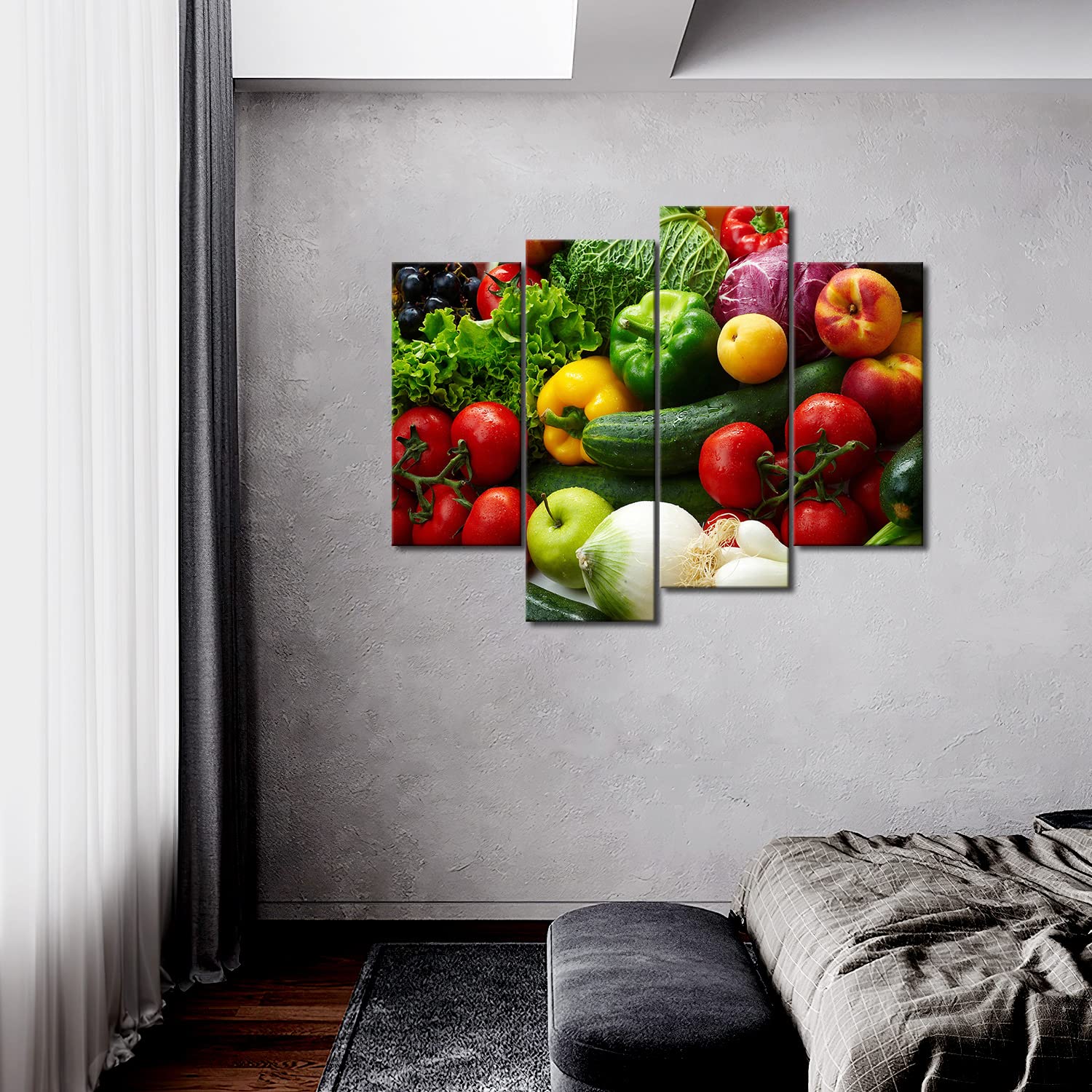 Vibrant Vegetable & Fruit Canvas Wall Art - Modern Food Painting Print for Kitchen, Dining Room & Home Decor | Healthy Eating & Farmhouse Style
