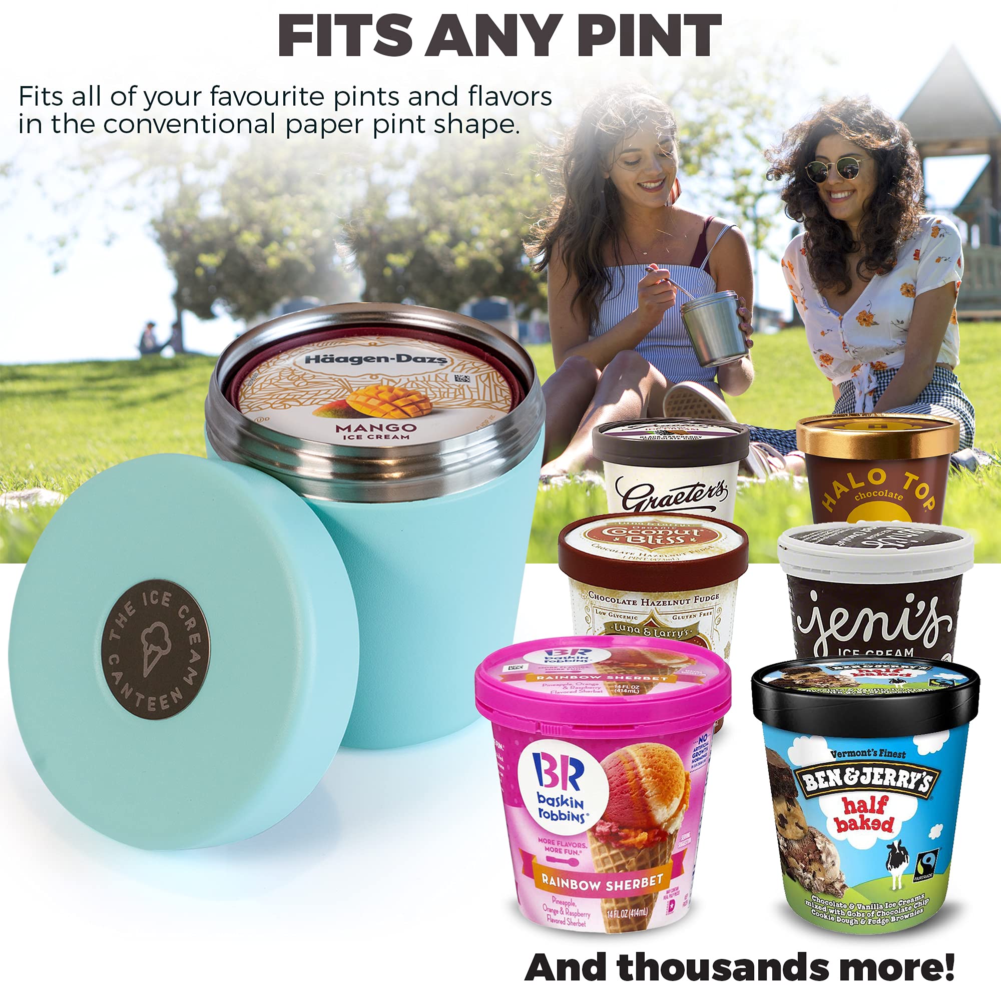 Premium Vacuum Insulated Ice Cream Pint Cooler - Keeps Ice Cream Frozen for 6+ Hours | Portable Freezer for Picnics, Beach Trips & Outdoor Adventures | Strawberry Pink