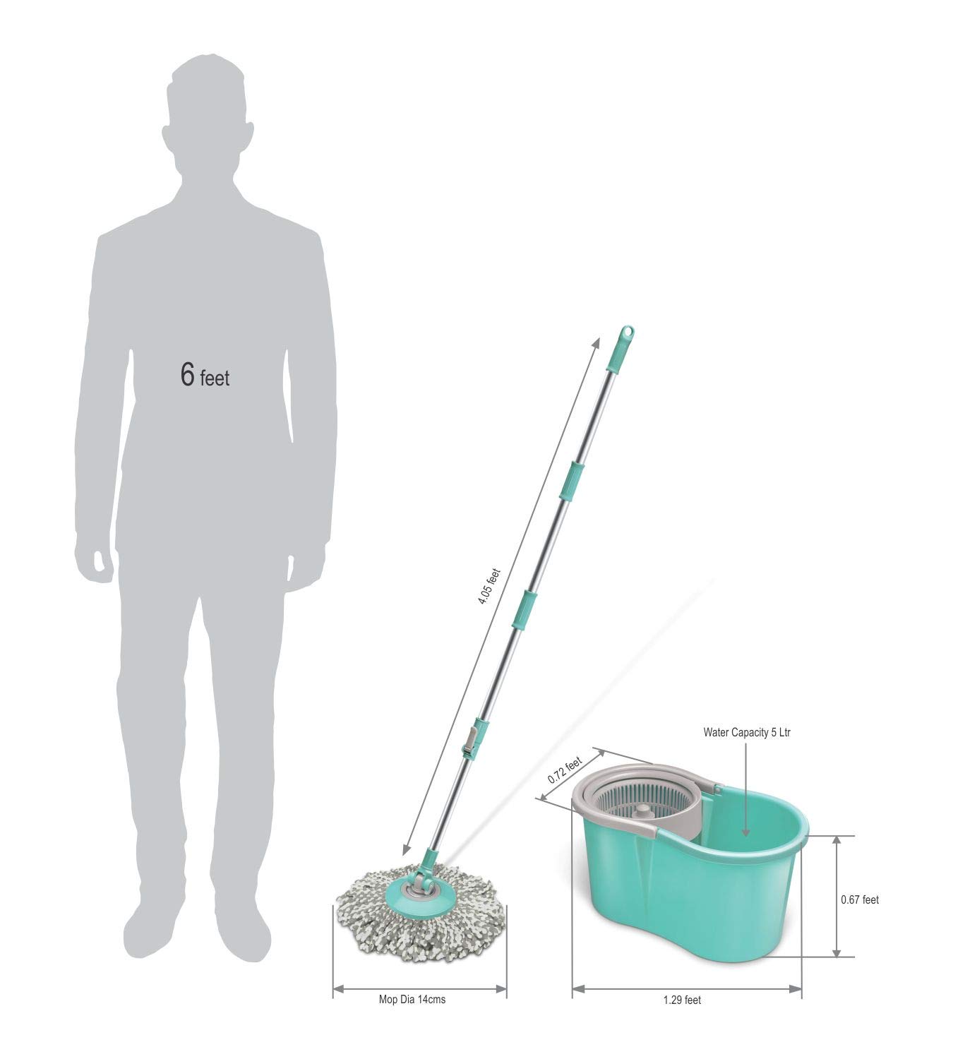 **Spotzero by Milton Prime Mop with Big Wheels & Stainless Steel Wringer – Aqua Green (Includes 2 Refills) – Ideal for Hardwood Floors, Tile & Kitchen Cleaning**