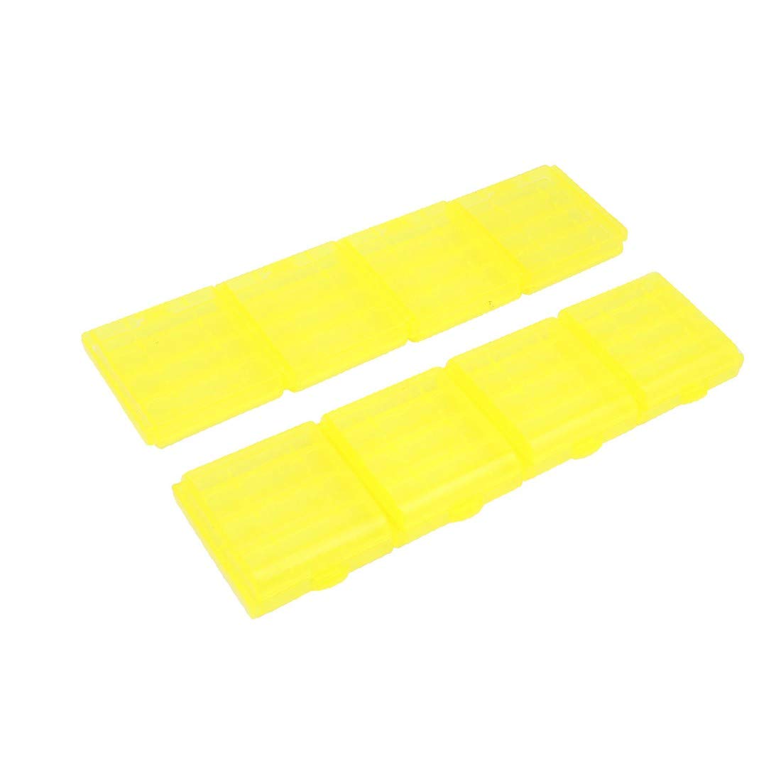 X-DREE 8-Piece Yellow Plastic AA Battery Storage Case - Portable Holder for 4 x 1.5V AA Batteries - Compact Organizer for Home, Office, Travel & Emergency Kits