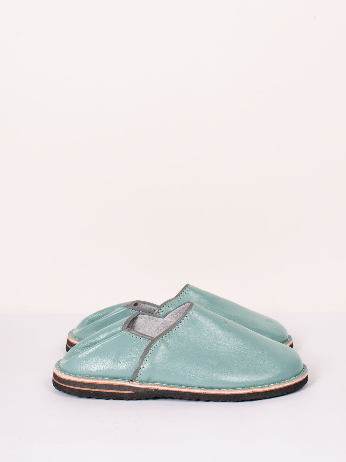 Authentic Moroccan Berber Babouche Slippers - Soft Seafoam Leather House Shoes for Women & Men | Perfect for Home, Lounge & Boho Fashion Outfits