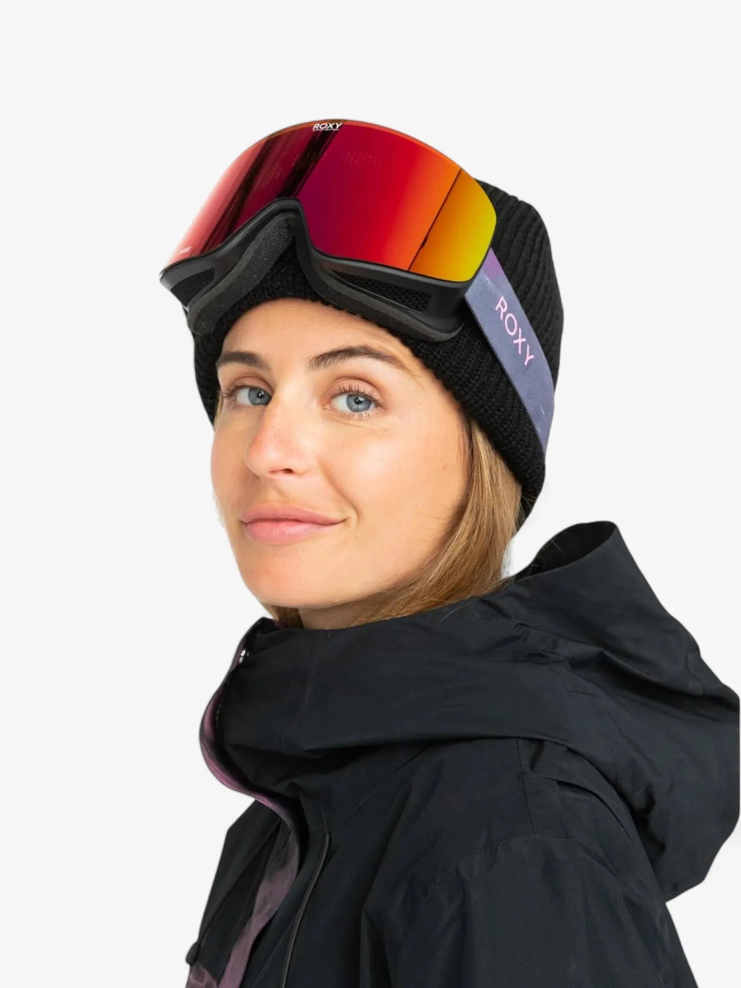 ROXY Feelin Color Luxe Snow Goggles - Black & Pink for Skiing, Snowboarding & Winter Sports | UV Protection & Anti-Fog Lens