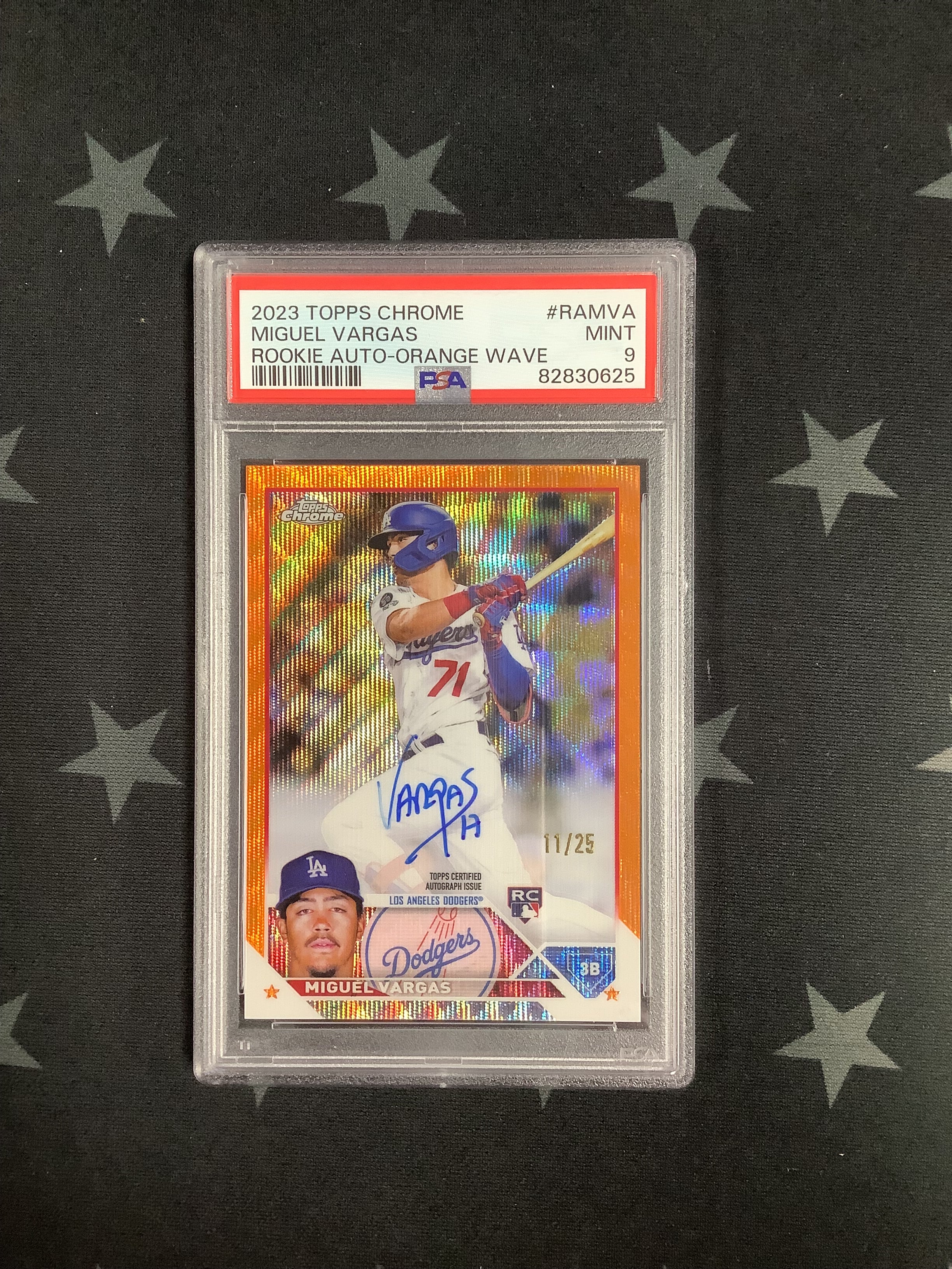 2023 Topps Chrome Miguel Vargas Orange Wave Rookie Auto 11/25 PSA 9 - Baseball Trading Card for Collectors & Sports Fans - Perfect for Display, Investment & Memorabilia Collections