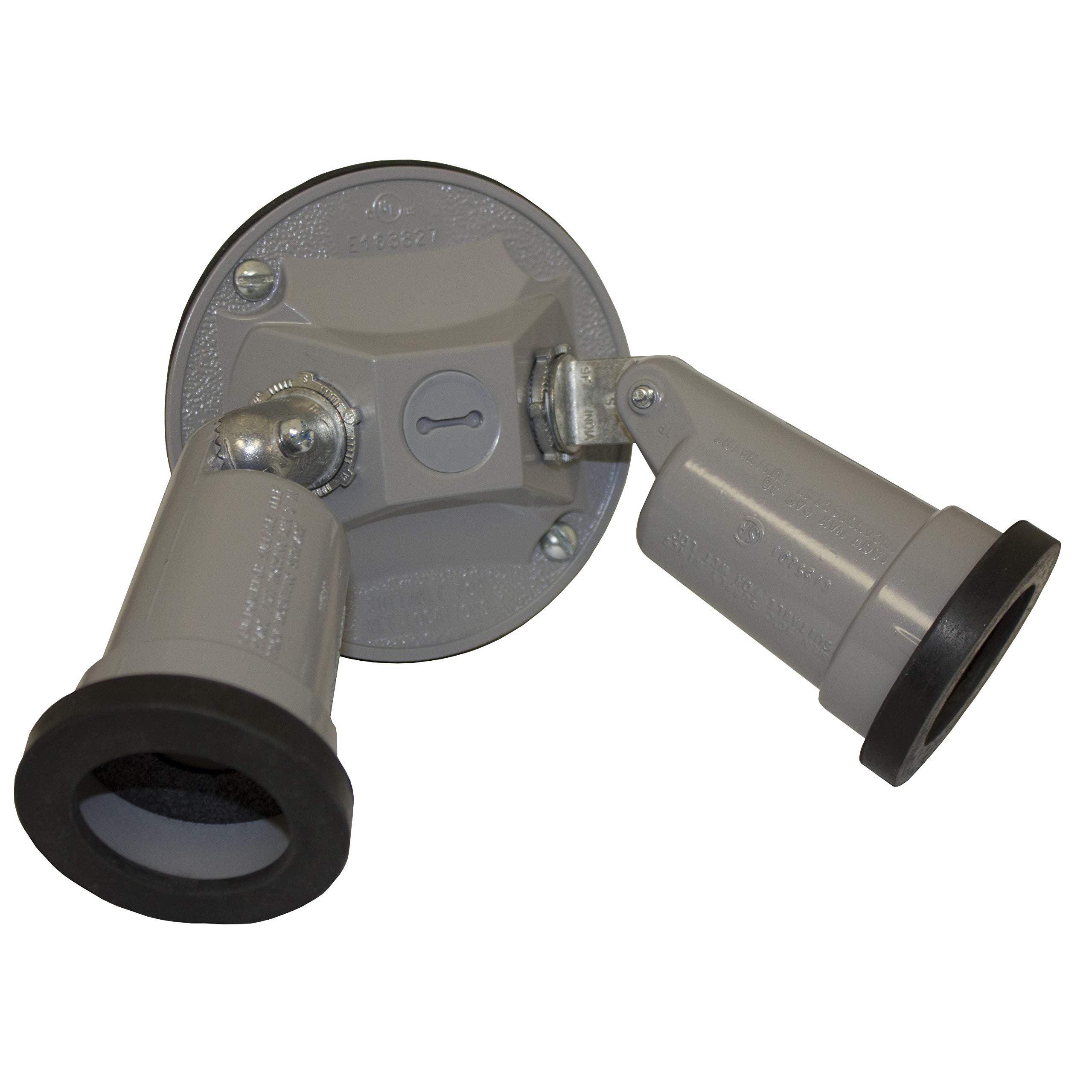 Sigma Electric 14782 Round Cover & 2-Lamp Holder Kit - Gray - Perfect for Ceiling Light Fixtures & Outdoor Lighting Installations