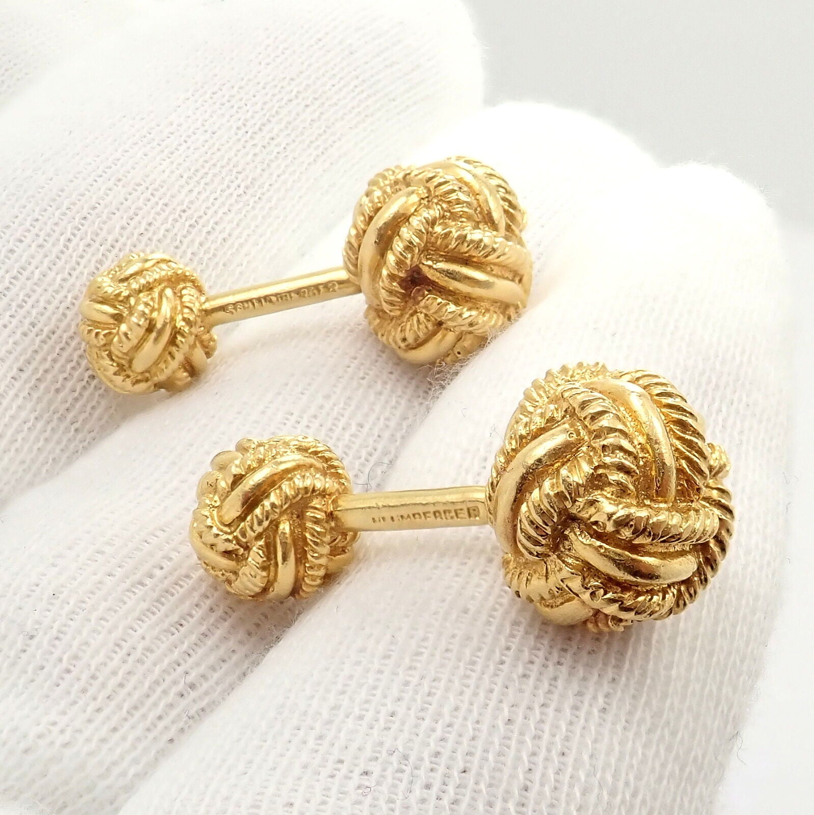 Vintage Tiffany & Co. 18k Yellow Gold Schlumberger Rope Knot Cufflinks - Luxury Men's Jewelry for Weddings & Formal Events