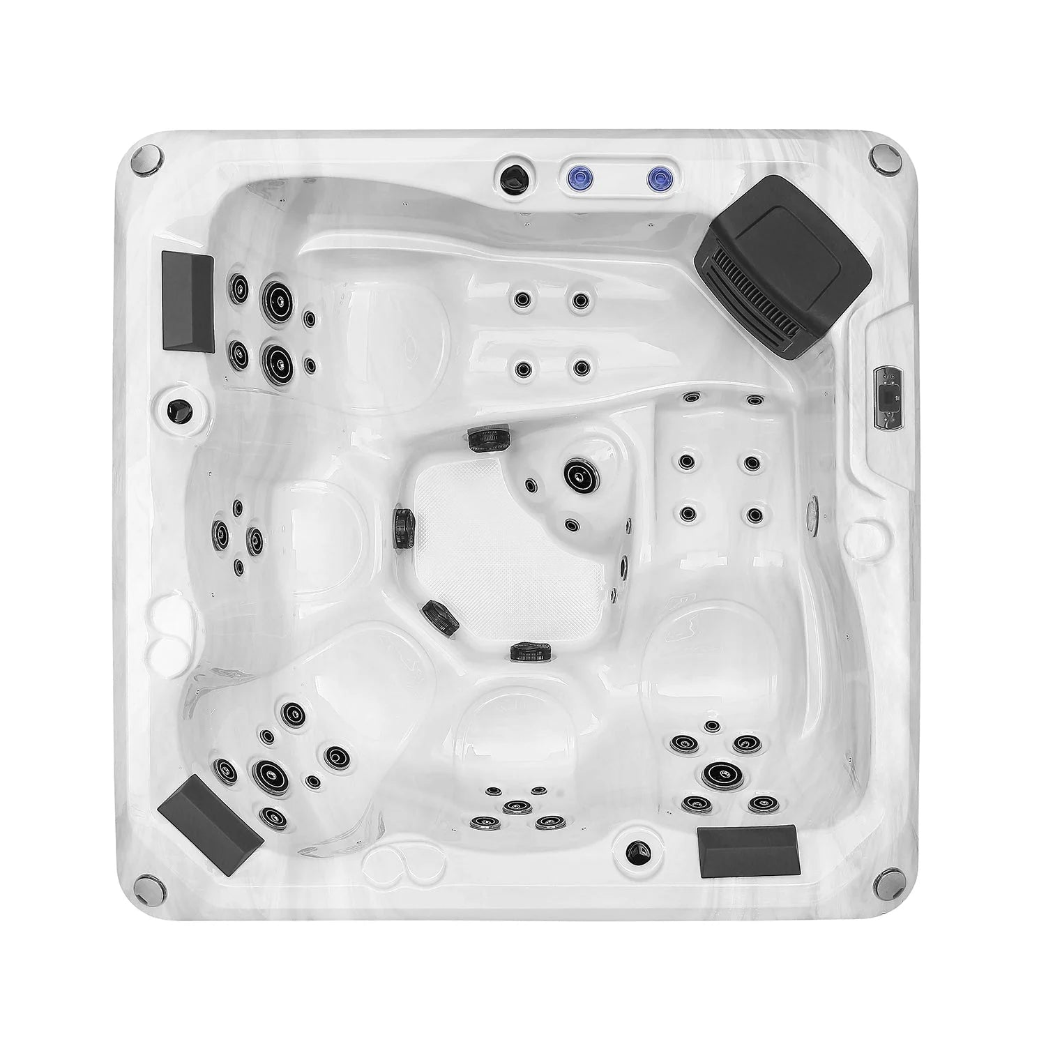 Empava 5-Person Outdoor Square Hot Tub with 41 Jets & LED Lights - 87