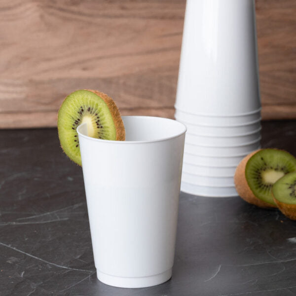 12 Oz White Hard Plastic Round Party Cups - 10 Pack Bulk Disposable Cups for Parties, Picnics, BBQs & Events - Durable & Eco-Friendly