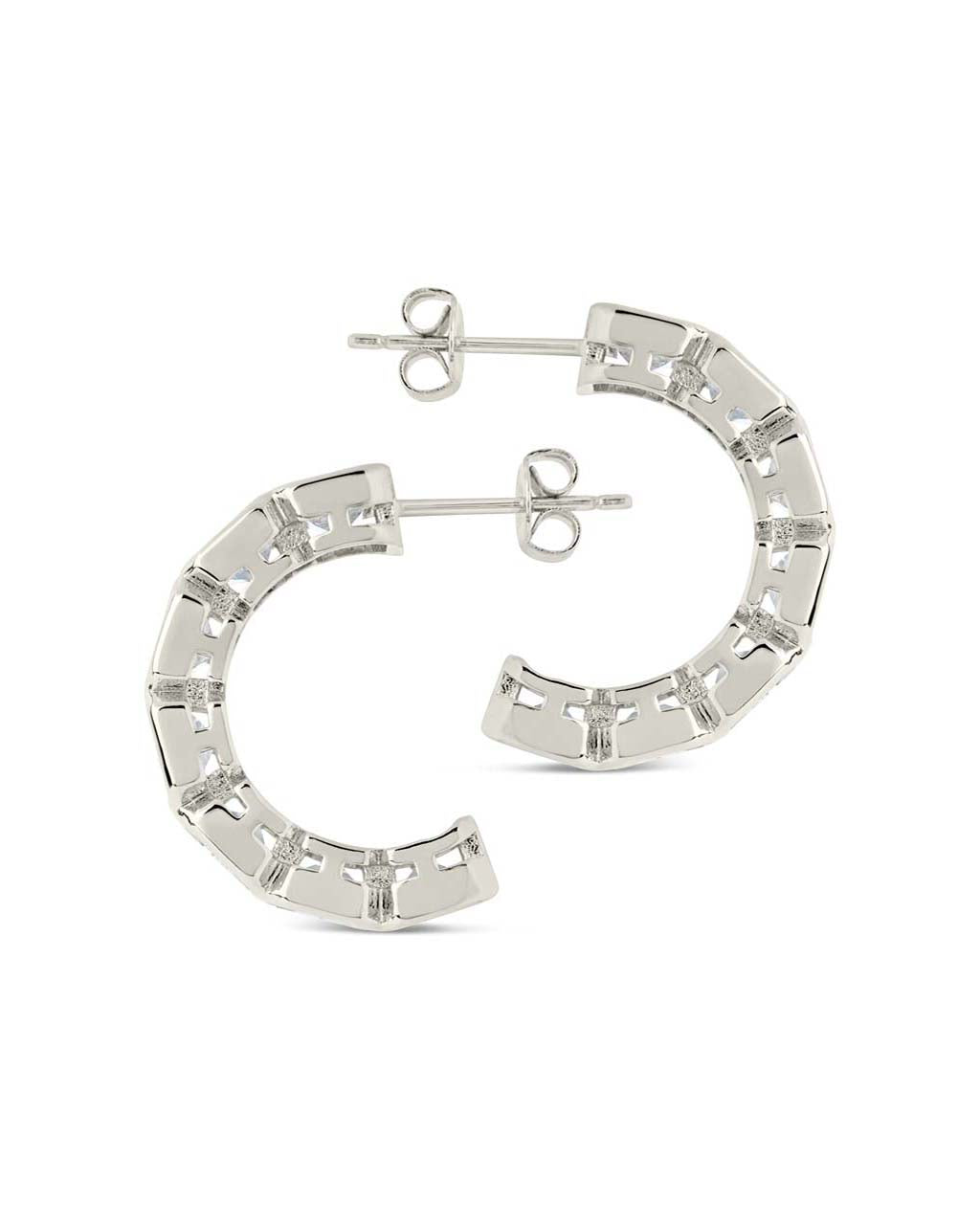 Nyssa Bezel CZ Station Hoop Earrings for Women - Cubic Zirconia Gold Plated Dangle Earrings - Elegant Jewelry Gift for Birthday, Anniversary & Special Occasions