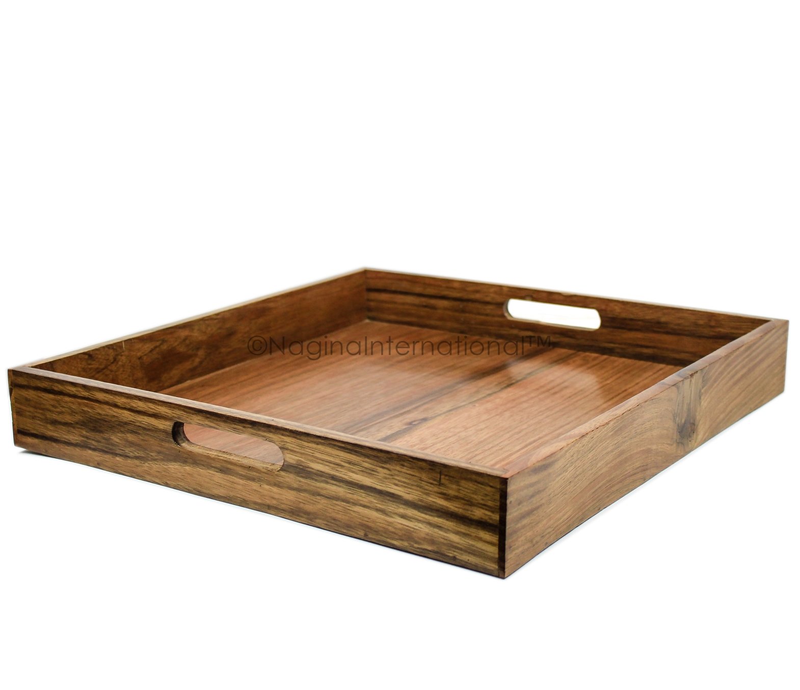 Square Walnut Wood Serving Tray - Handcrafted Home Decor for Kitchen, Dining & Coffee Table - Perfect for Entertaining, Breakfast in Bed & Display Organizer