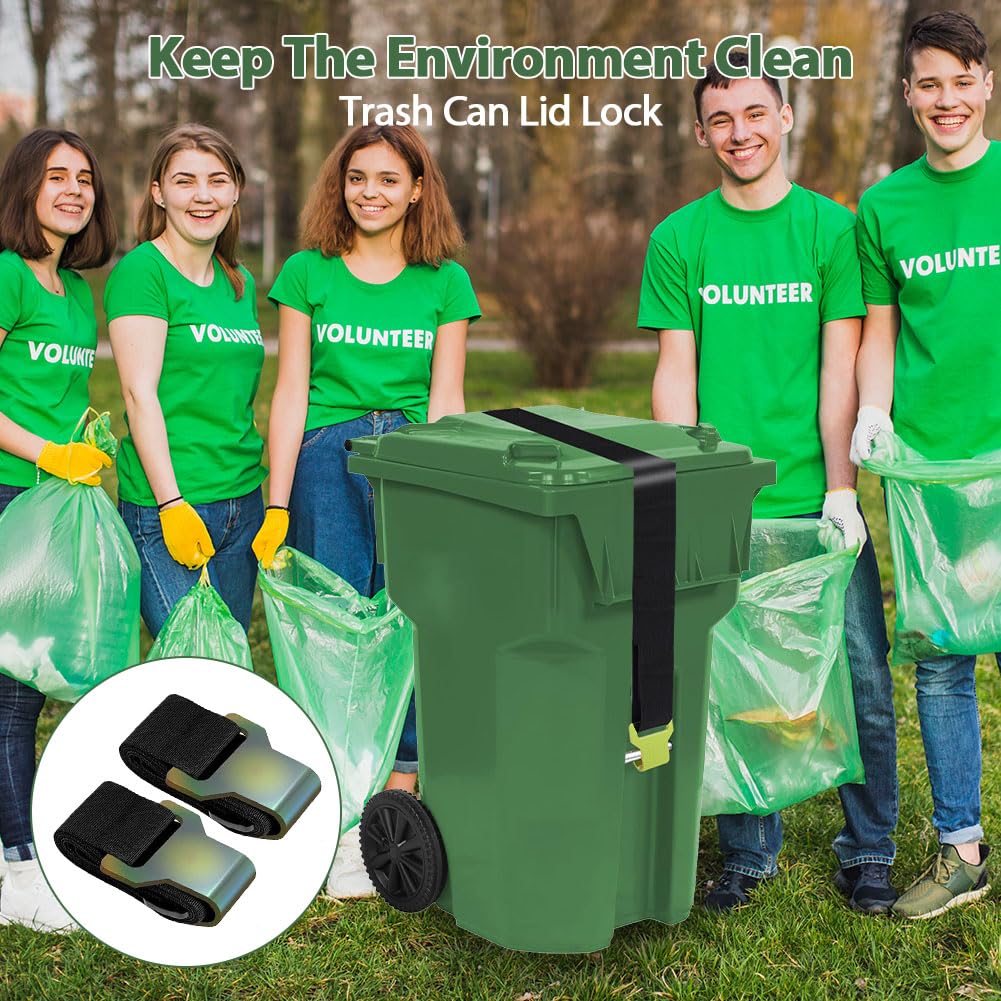 Bear Proof Trash Can Lid Lock - Heavy Duty Outdoor Garbage Bin Lock for Raccoons, Squirrels, Dogs & Rodents - Secure Trash Can During Storms & High Winds - Perfect for Camping, Backyards & Wildlife Areas