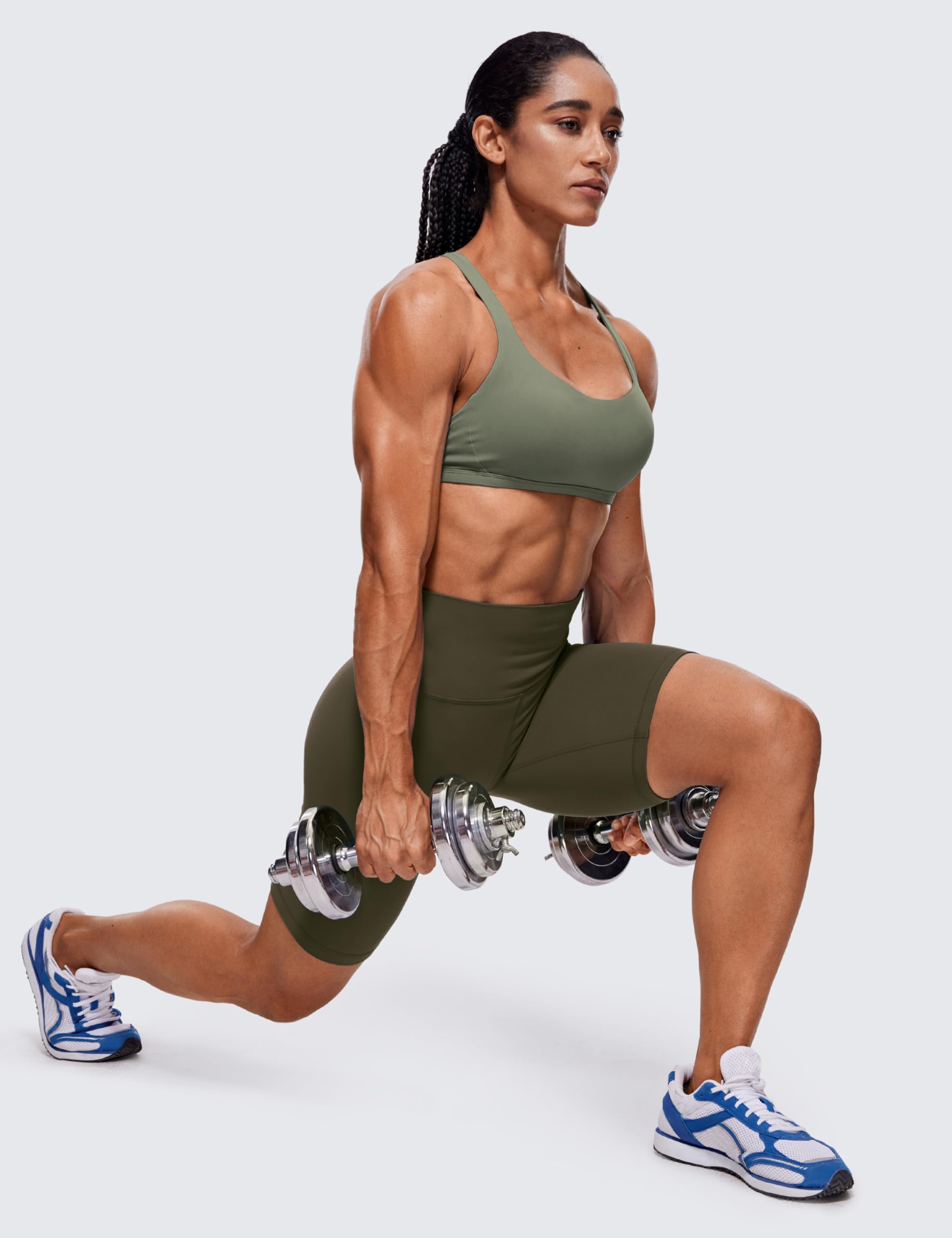 CRZ YOGA Women's Sports Bra with Pockets - Removable Cross Back Support for Yoga, Running & Gym Workouts - Comfortable & Breathable Activewear for Fitness Enthusiasts