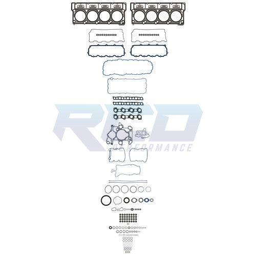 Fel Pro 2003-2010 Ford 6.0L Powerstroke Complete Engine Gasket Set with Head Bolts (18MM Dowels) - Perfect for Diesel Engine Rebuilds & Repairs