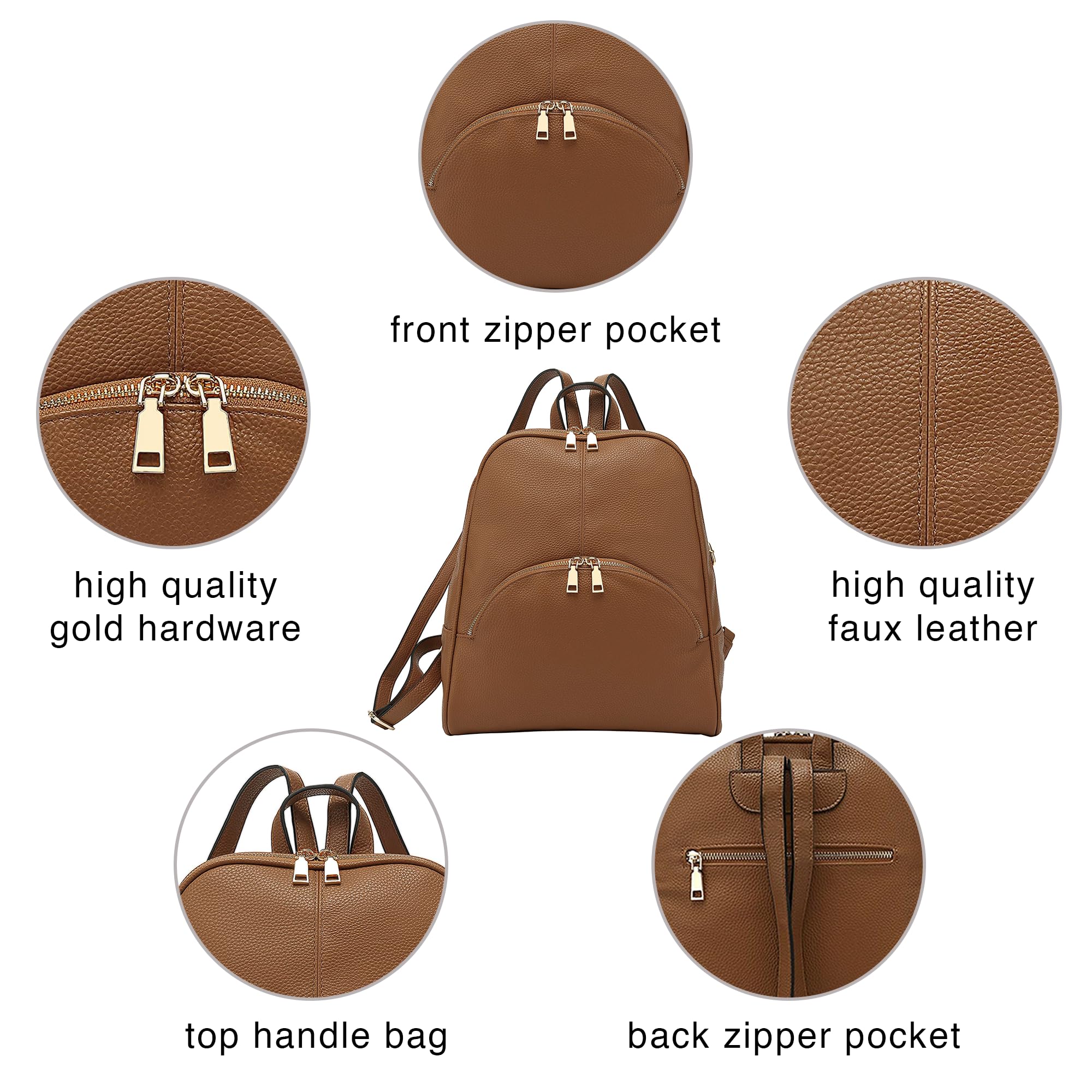Stylish Scarleton Women's Backpack Purse - Top Handle Mini Backpack for Travel, Work & Daily Use | Fashionable Brown Leather Crossbody Bag (H160804)
