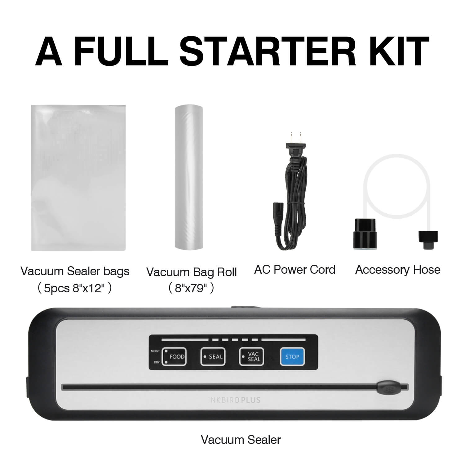 INK VS01 Vacuum Sealer Machine for Food Preservation - Compact & Efficient Vacuum Sealing System for Freshness, Sous Vide, Meal Prep & Storage