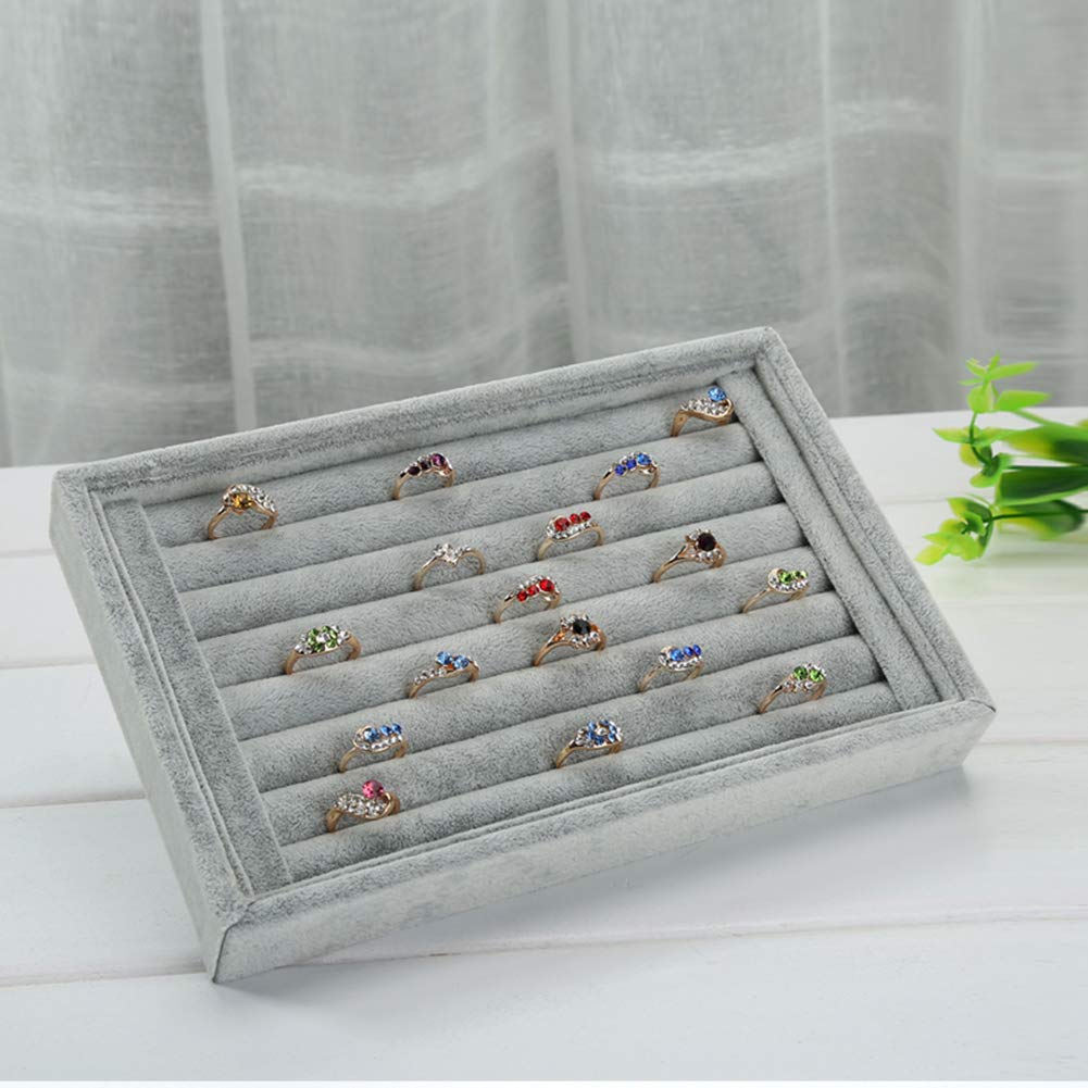 Velvet Jewelry Display Tray - 1-2 Piece Ring & Earring Organizer Box (8.86