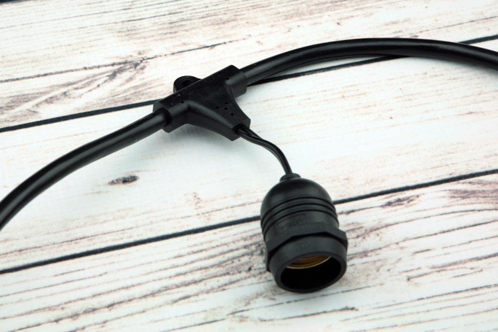10-Pack Shatterproof LED String Lights - 21FT Black Weatherproof SJTW Cord with E26 Sockets - Commercial Grade Outdoor Hanging Lights for Patio, Garden, Restaurant & Wedding Decor