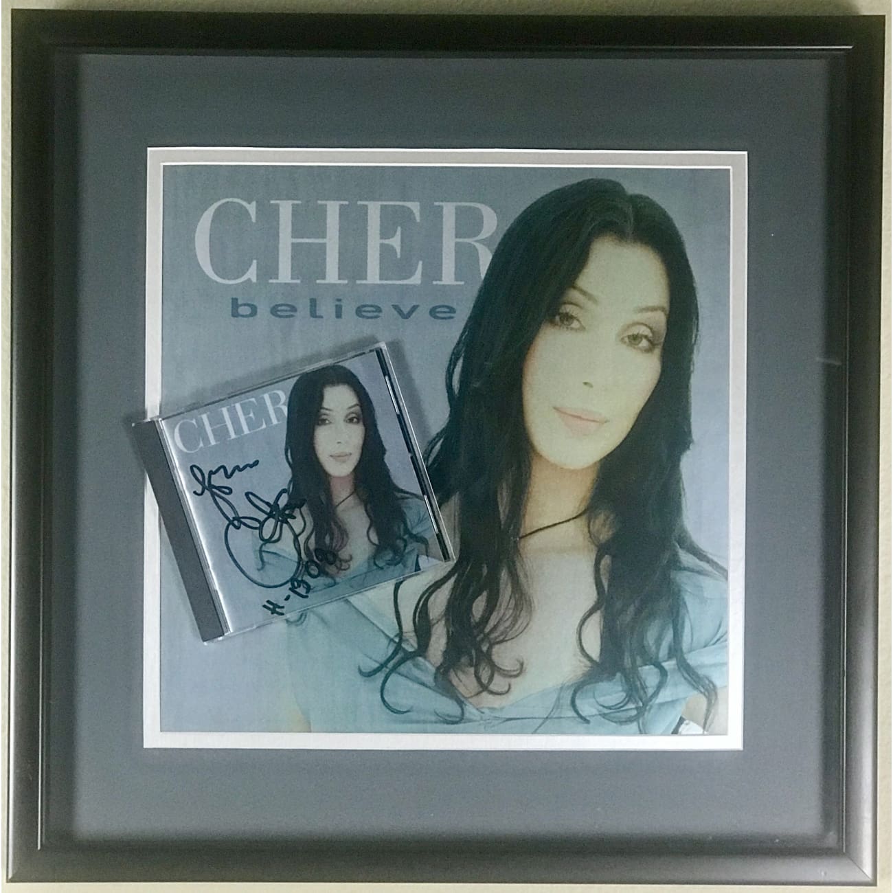 Cher Believe CD Collage - Autographed by Cher with BAS Certificate of Authenticity - Perfect for Music Collectors & Cher Fans Display