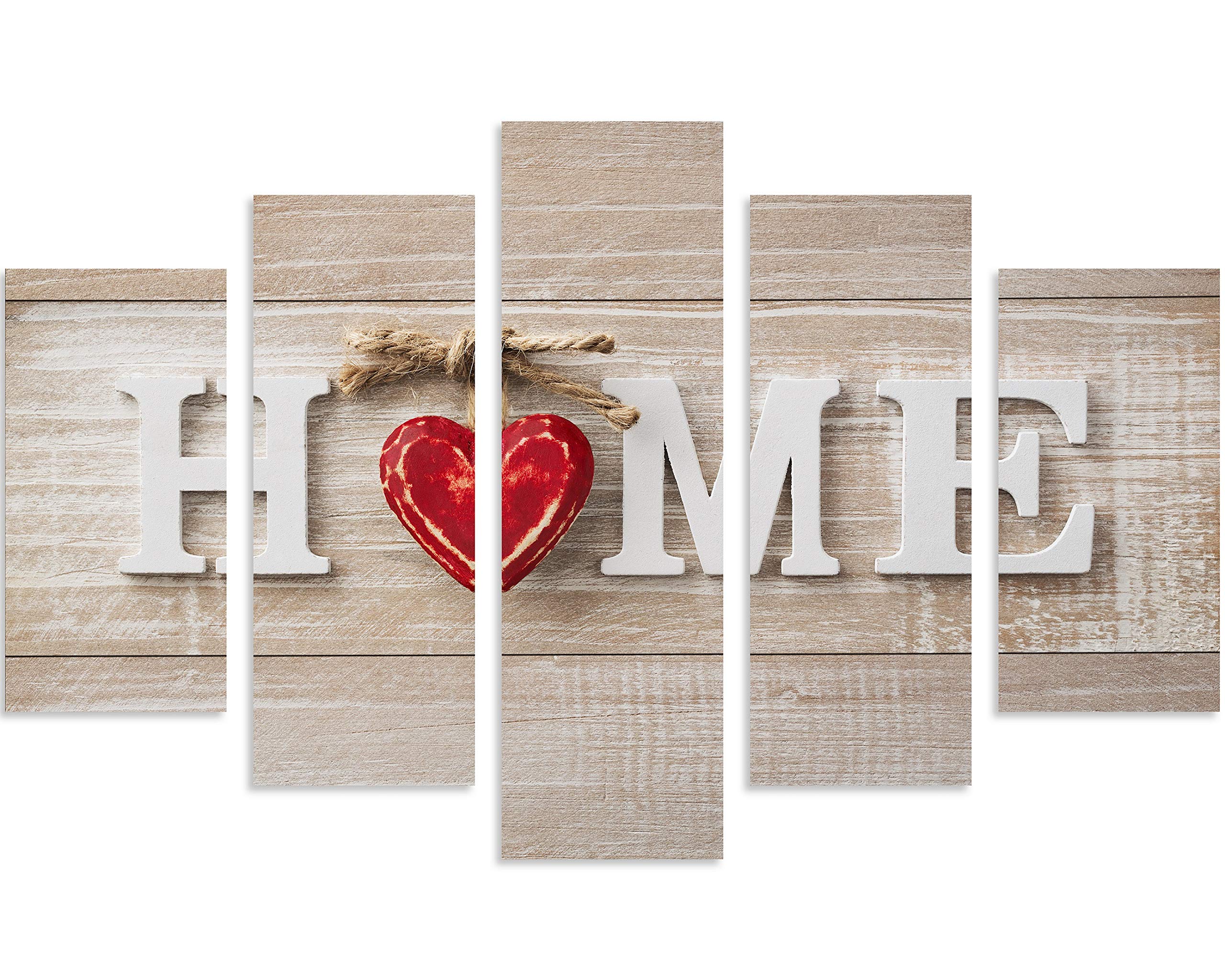 TutuBeer 5-Piece Red Heart Letter Print Wall Art Set - Canvas Photo Paintings for Home Decor, Kitchen Decor & Living Room Wall Decor | Perfect for Housewarming Gifts & Bedroom Decoration