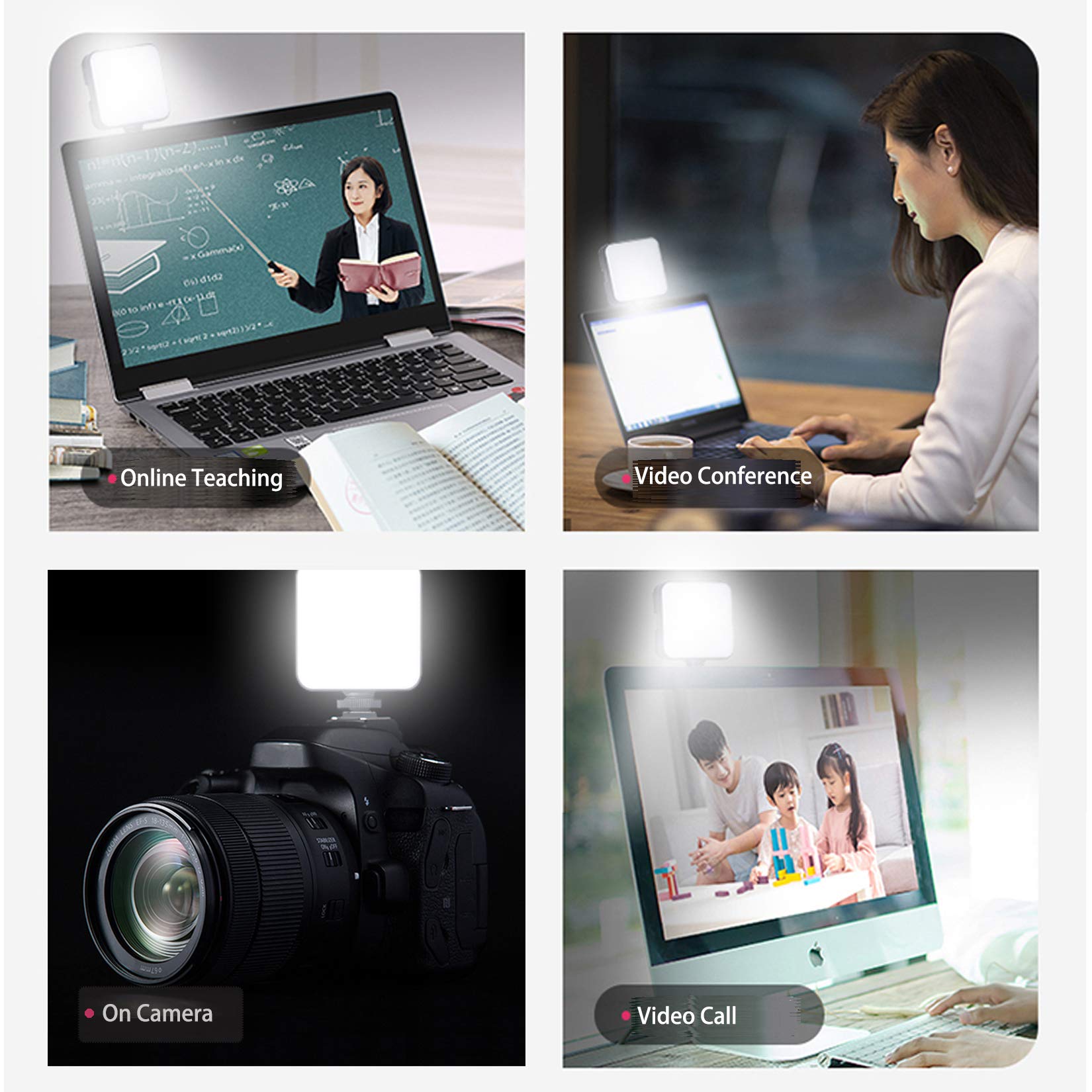 LETWING W64 Dimmable Rechargeable LED Video Light - Professional Conference Lighting Kit for Zoom, Streaming & Remote Work - Clip-On Laptop Fill Light for Home Office & Video Calls