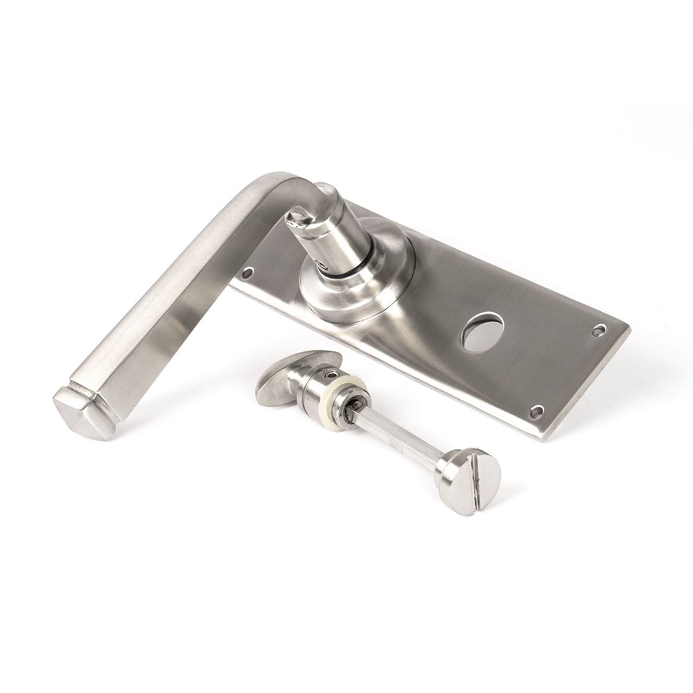 Stainless Steel Satin Finish Avon Lever Door Handles with Bathroom Lock - Perfect for Bathroom, Bedroom & Interior Doors