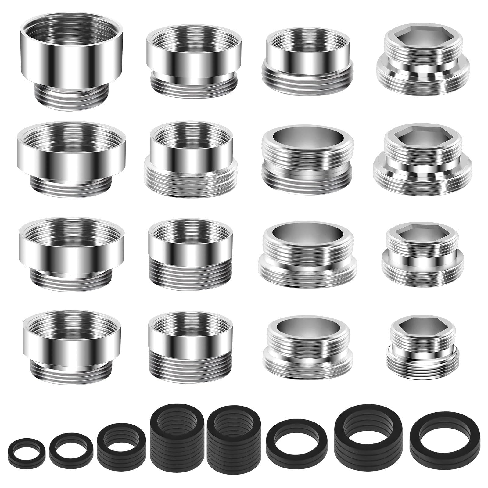 16-Piece Brass Faucet Adapter Set for Water Filters - Double Threaded Outdoor/Indoor Faucet Connectors with Aerator - Perfect for Kitchen Sink, Garden Hose & Water Purifier Installation