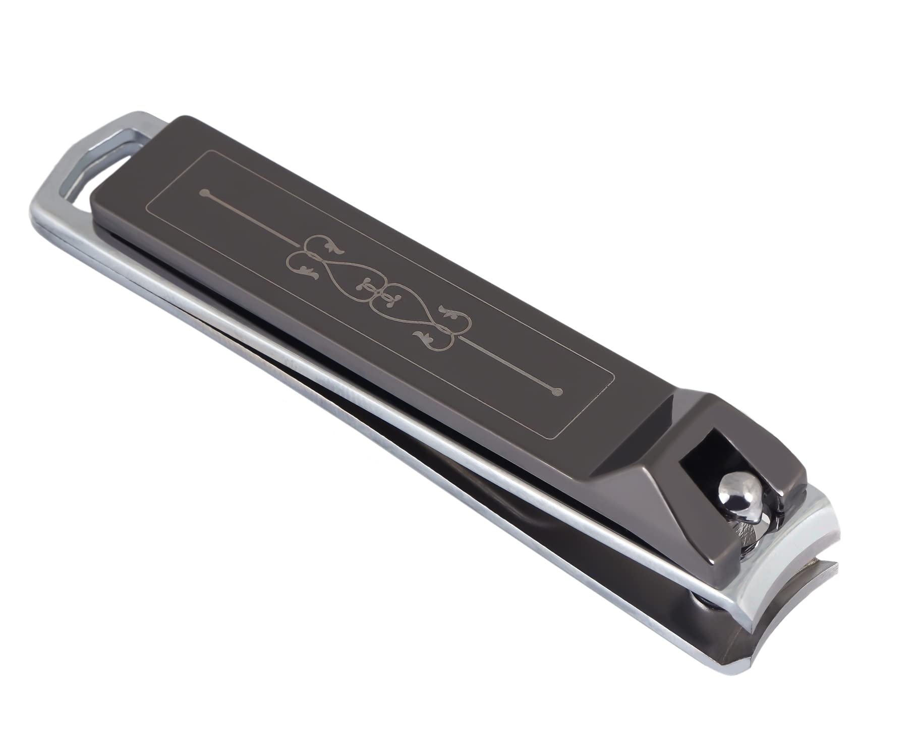 Avtail Professional Stainless Steel Nail Clipper with Built-in Nail File - Large Fingernail & Toenail Clippers for Men & Women - Perfect for Travel, Home, Salon & Grooming Kits (Glossy Black)
