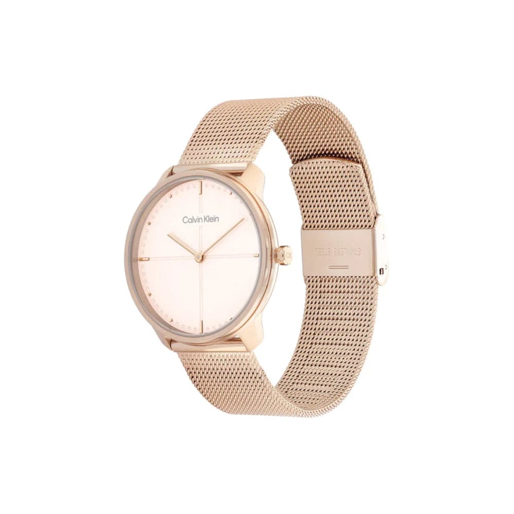 Calvin Klein Women's Watch with White Dial & Rose Gold Stainless Steel Strap - Model 25200158 | Elegant Fashion Accessory for Work, Parties & Everyday Wear
