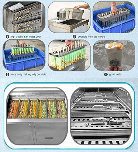 Kolice Commercial 6-Cavity Slim Mold Ice Pop Maker Machine - Includes 26 Popsicle Sticks for Homemade Frozen Treats, Perfect for Parties, Snack Bars, and Summer Refreshments